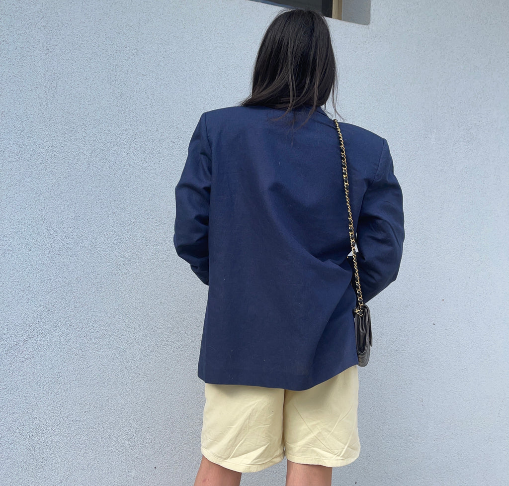 Blazer blue linen blend