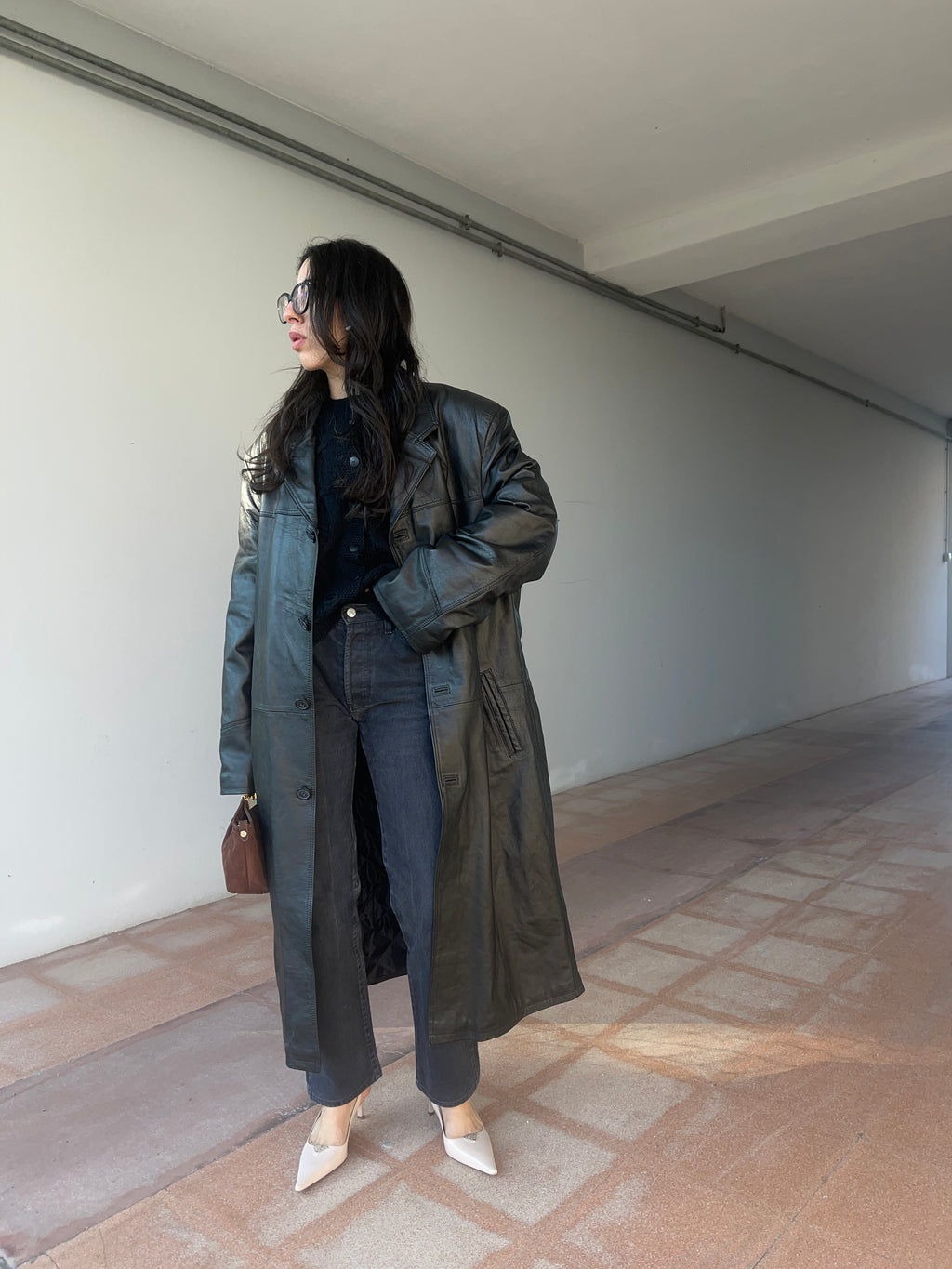 Mega leather trench
