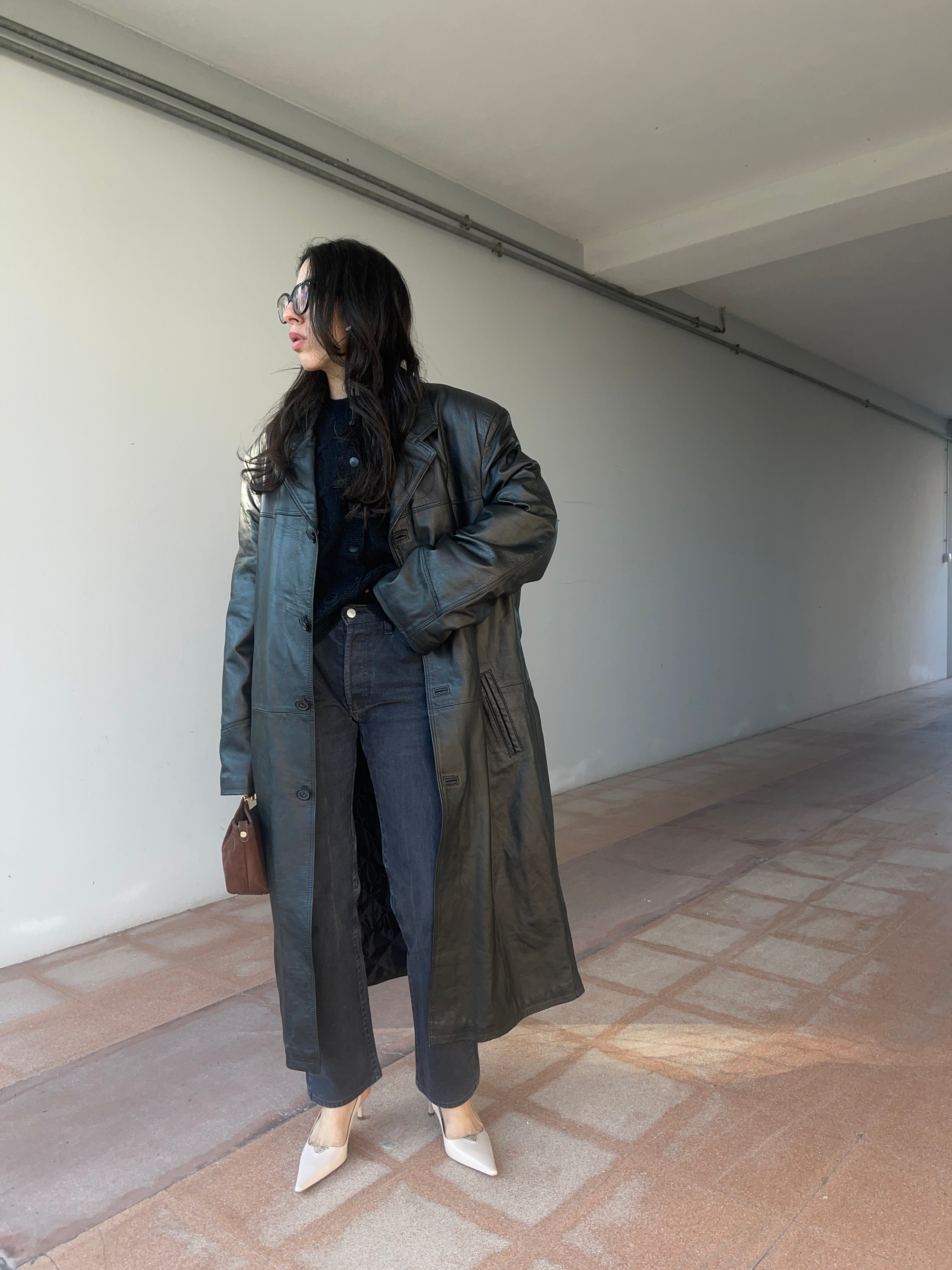 Mega leather trench