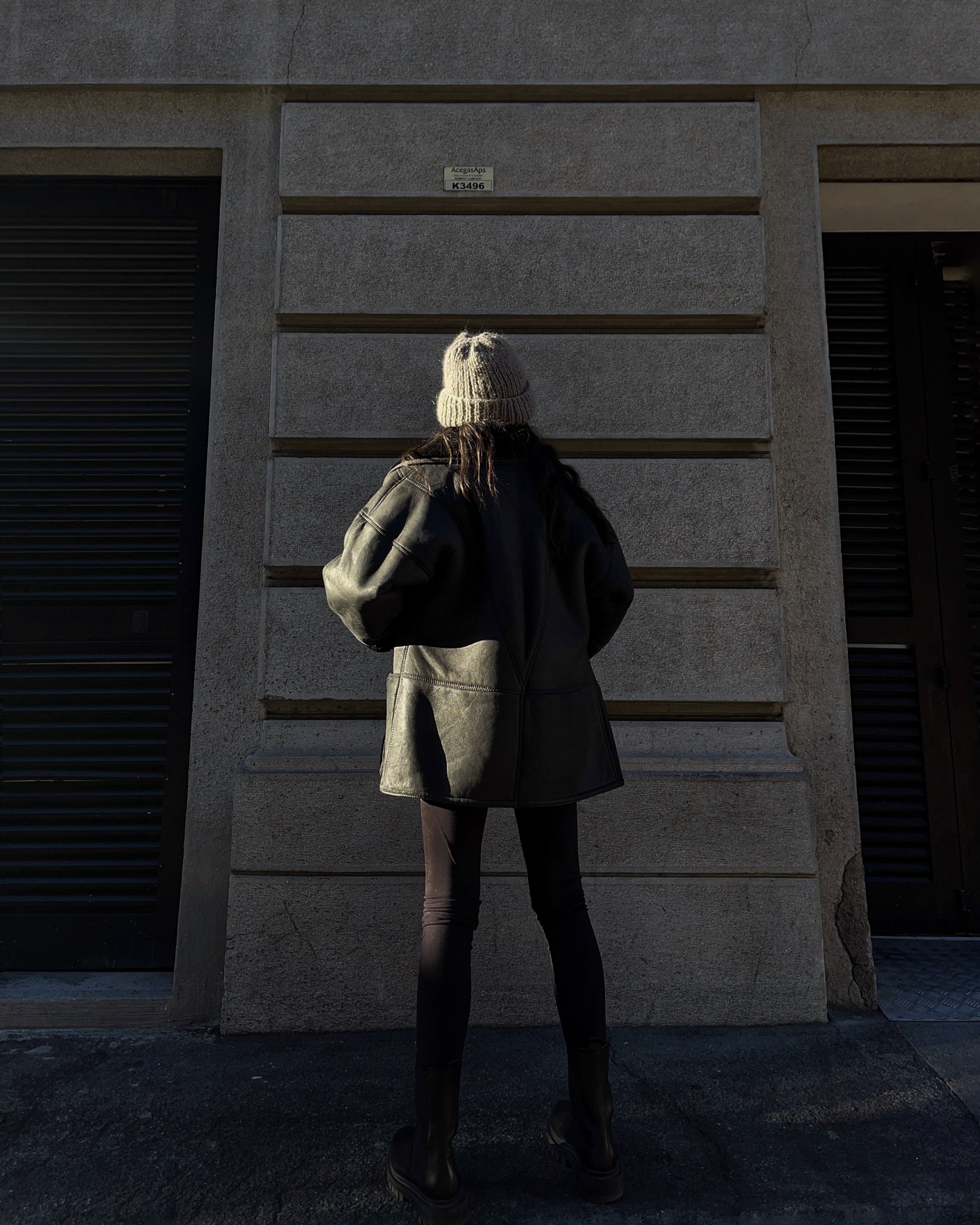 Black shearling coat