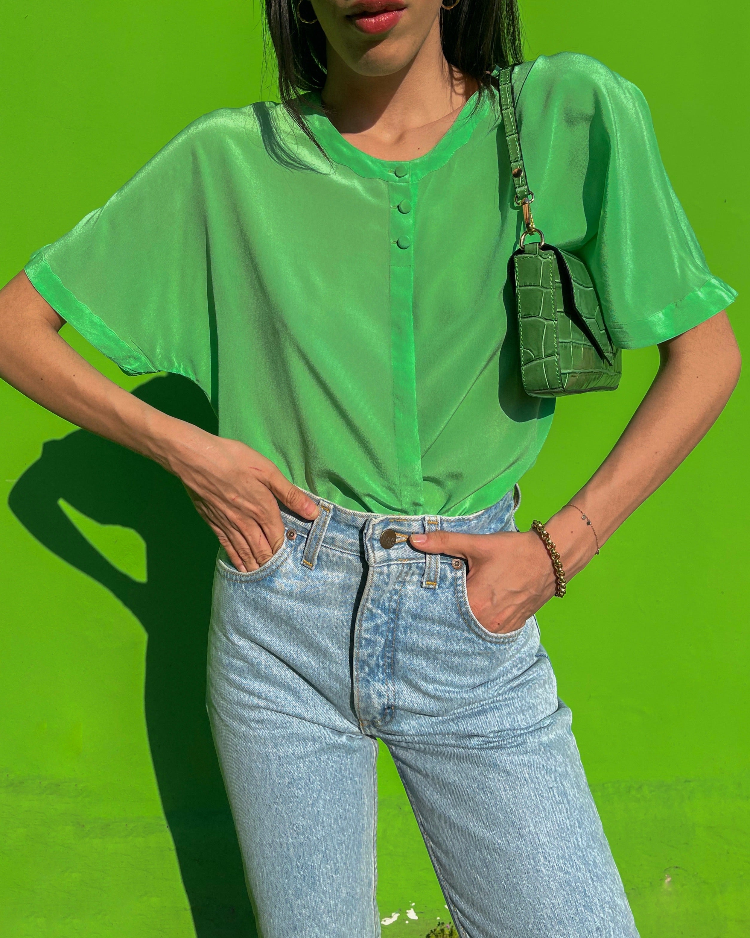 Silk green shirt