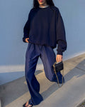 100 silk blue trousers