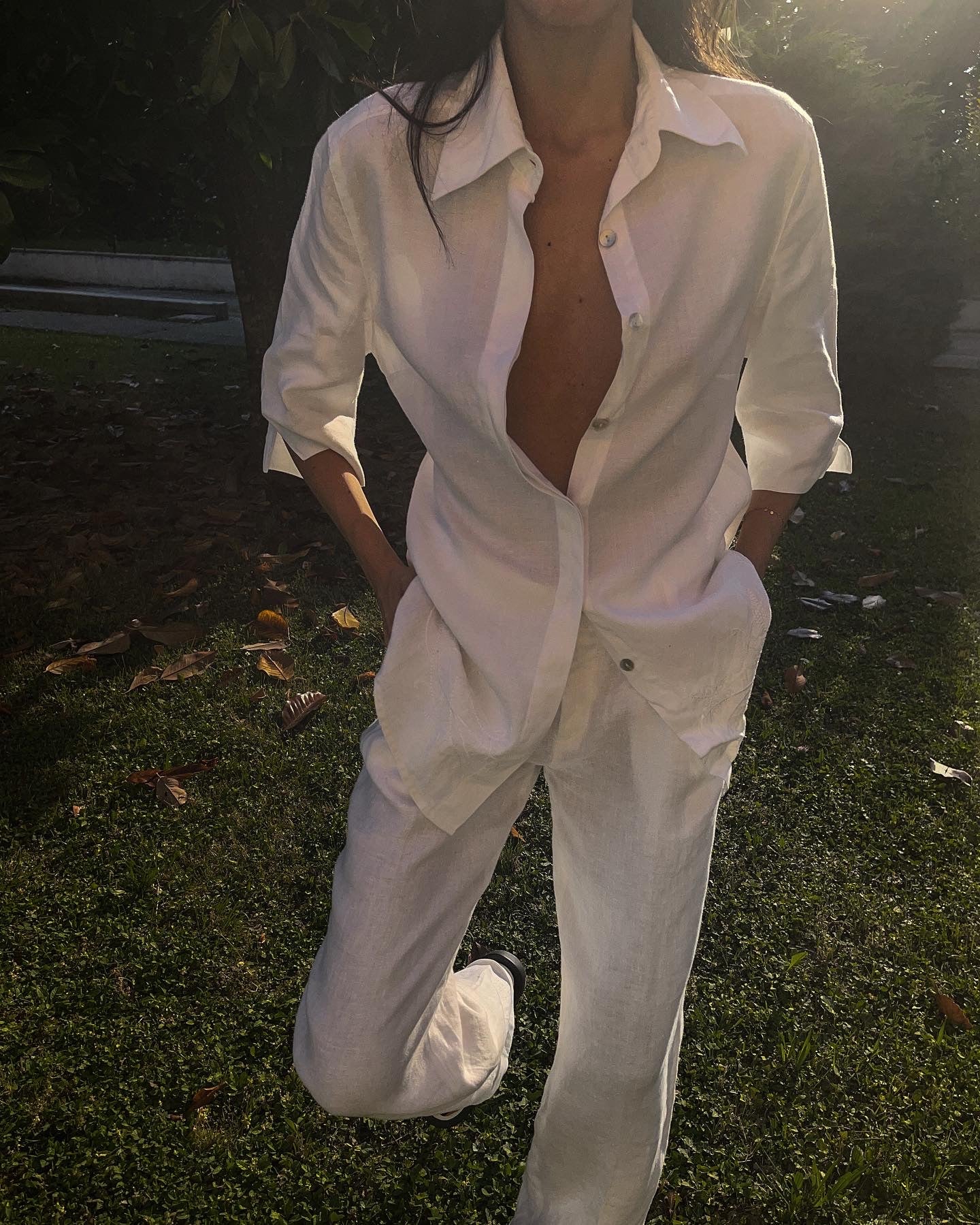 100 linen embroided shirt