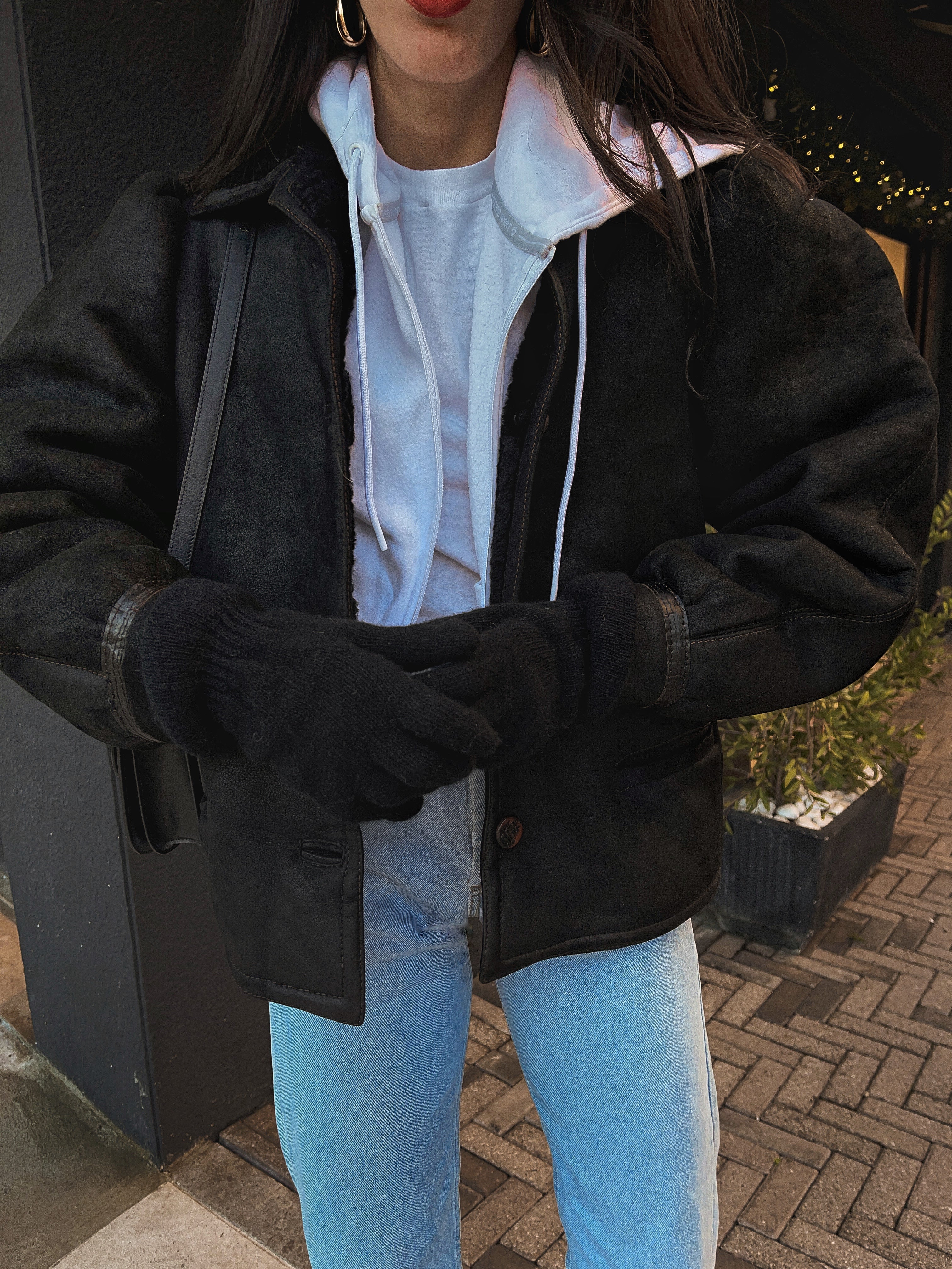 Black shearling jacket