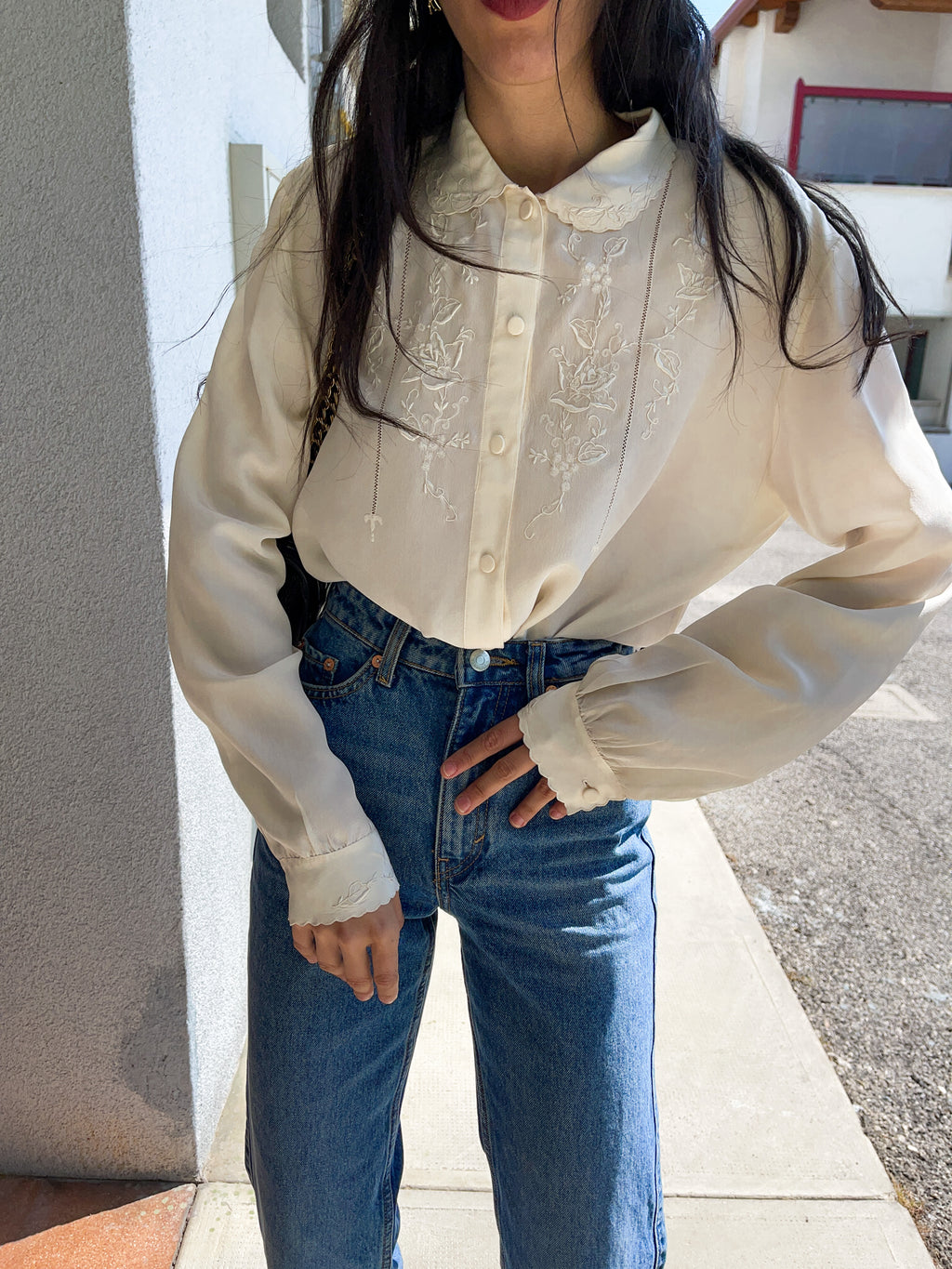 100 silk embroided shirt