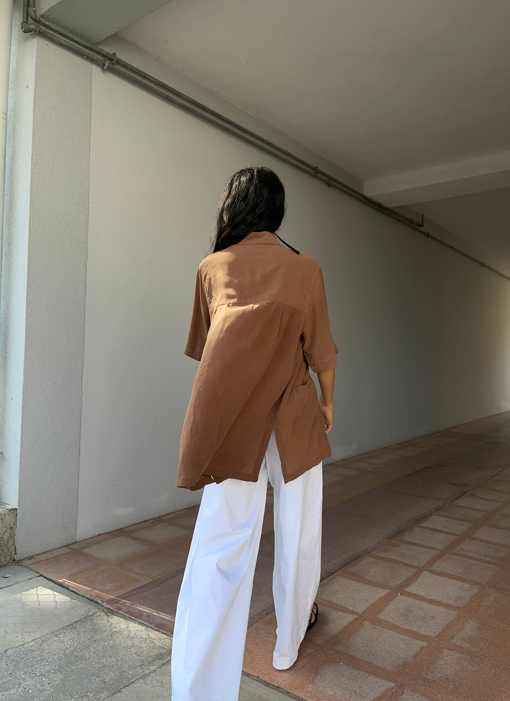 Caffè latte 100 silk shirt