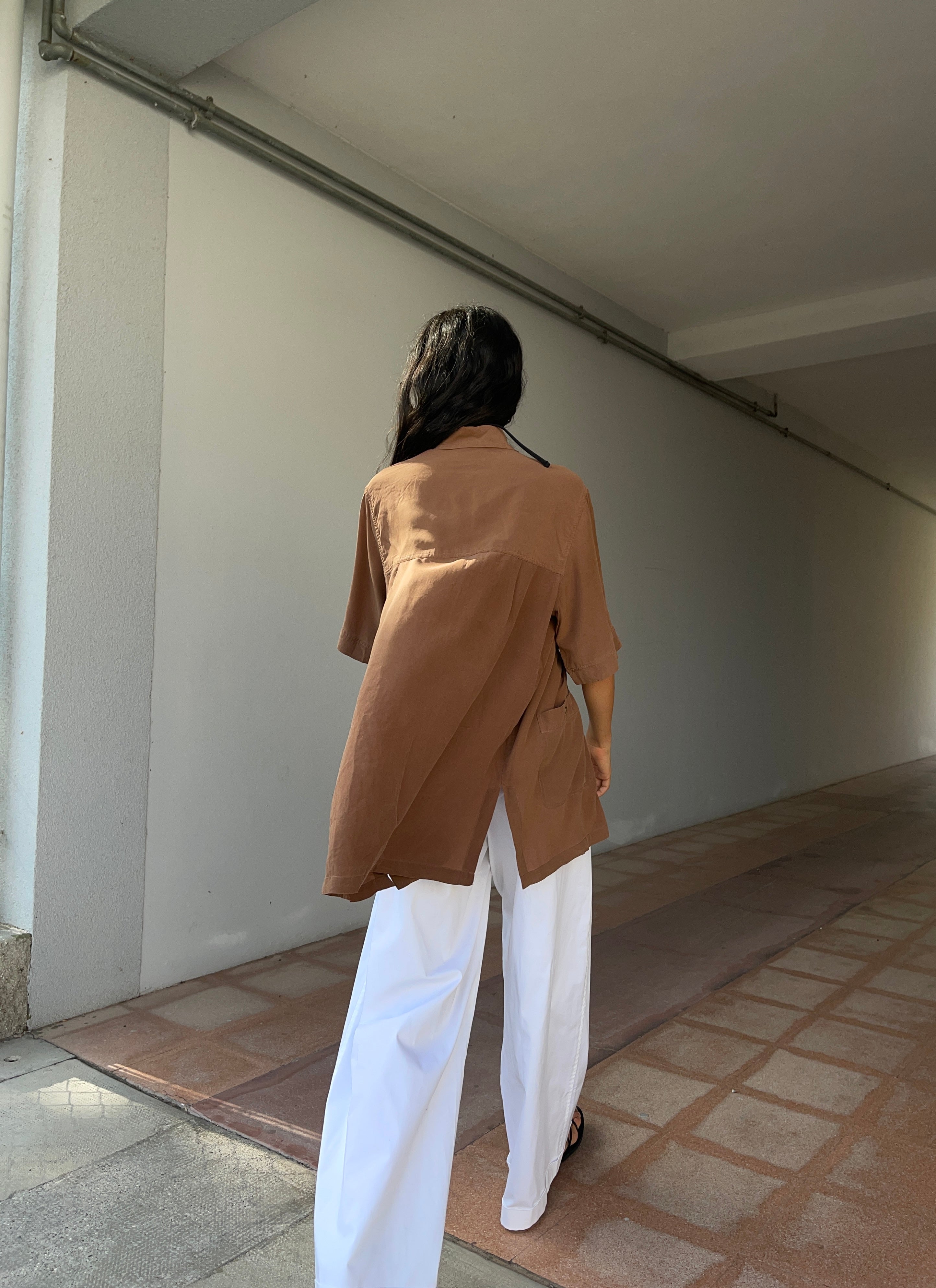 Caffè latte 100 silk shirt