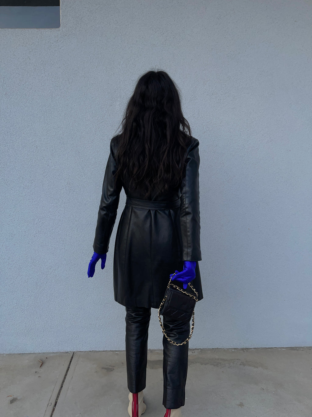 Minimal leather coat