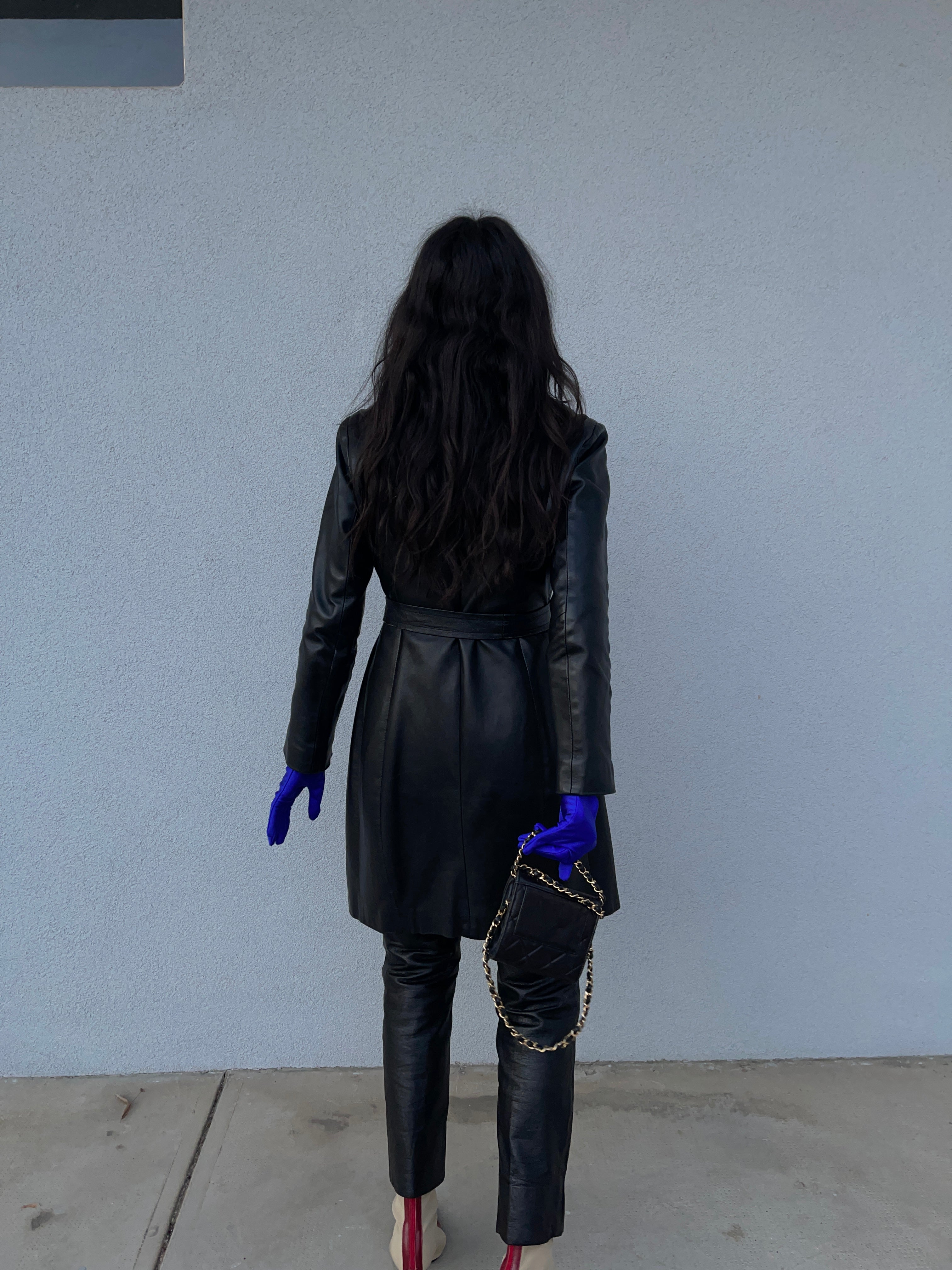 Minimal leather coat