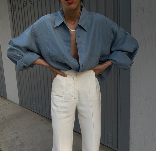100% silk ceruleo shirt