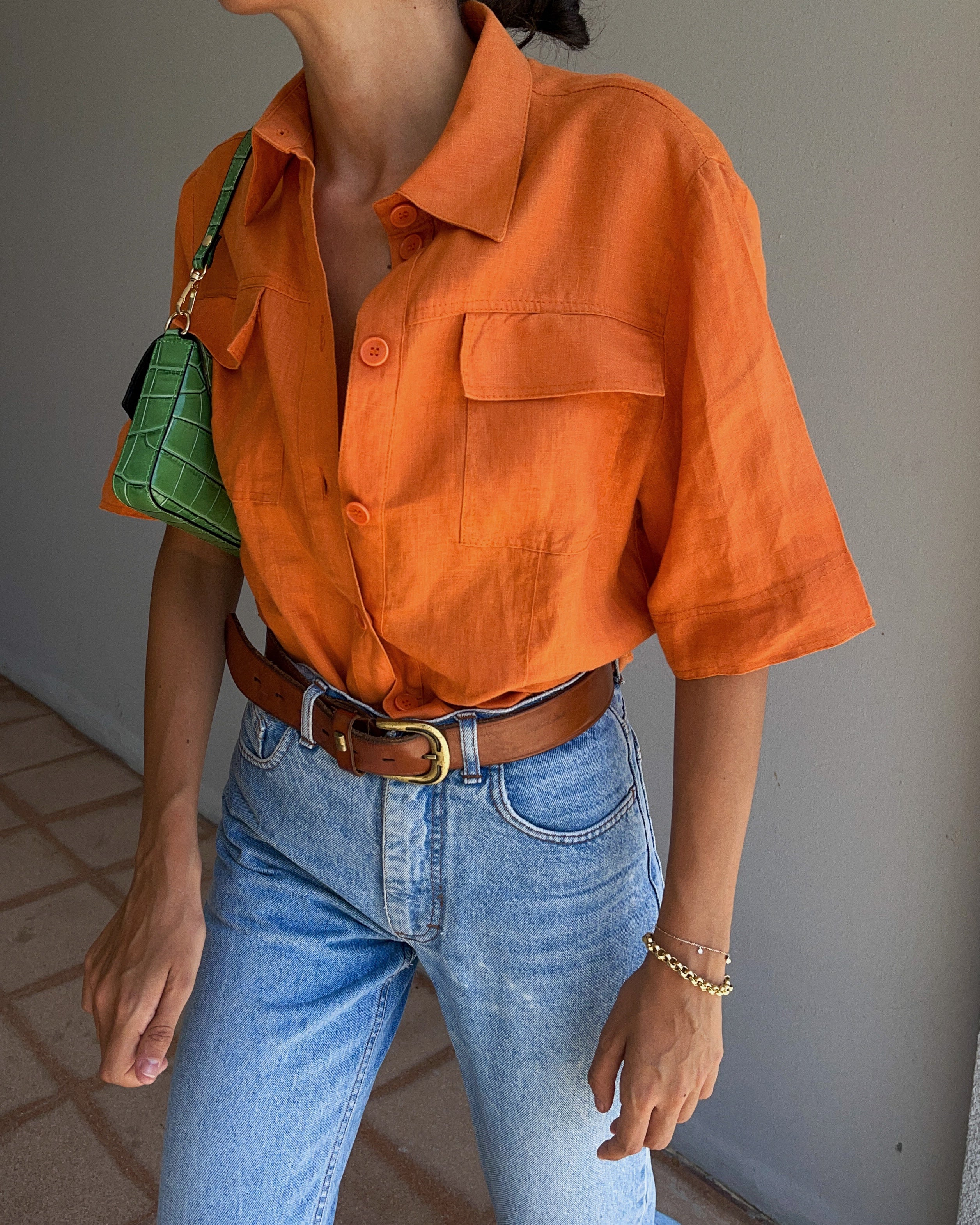 Orange boxy shirt