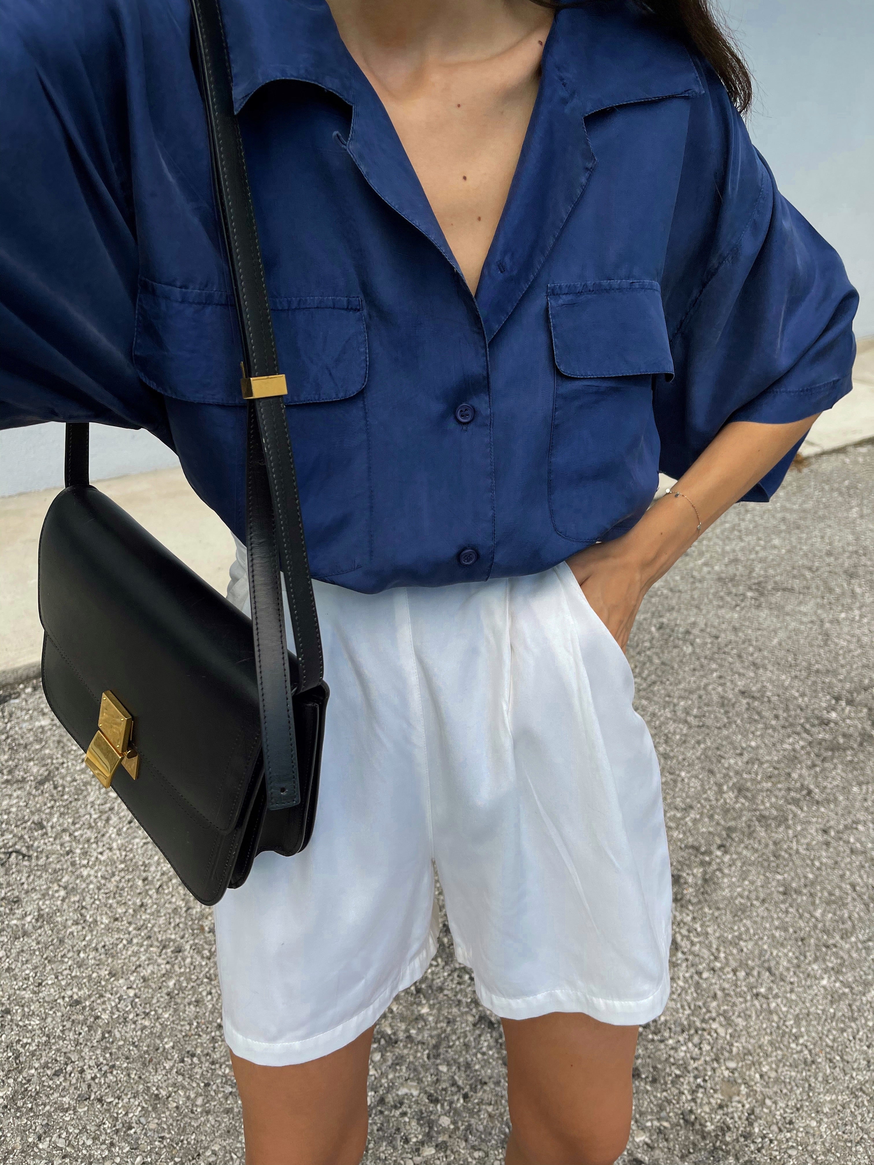 100% silk blue shirt