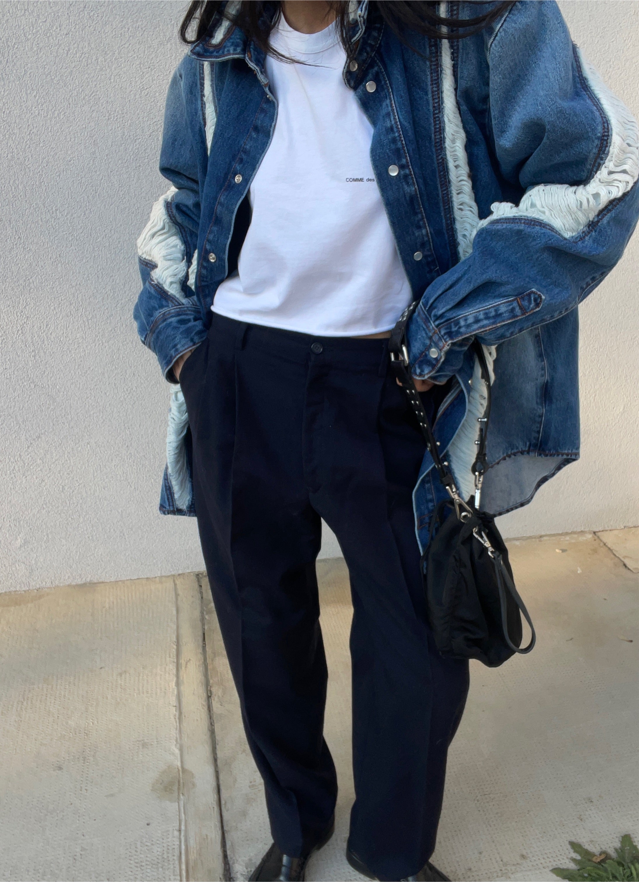 Blue wool trousers