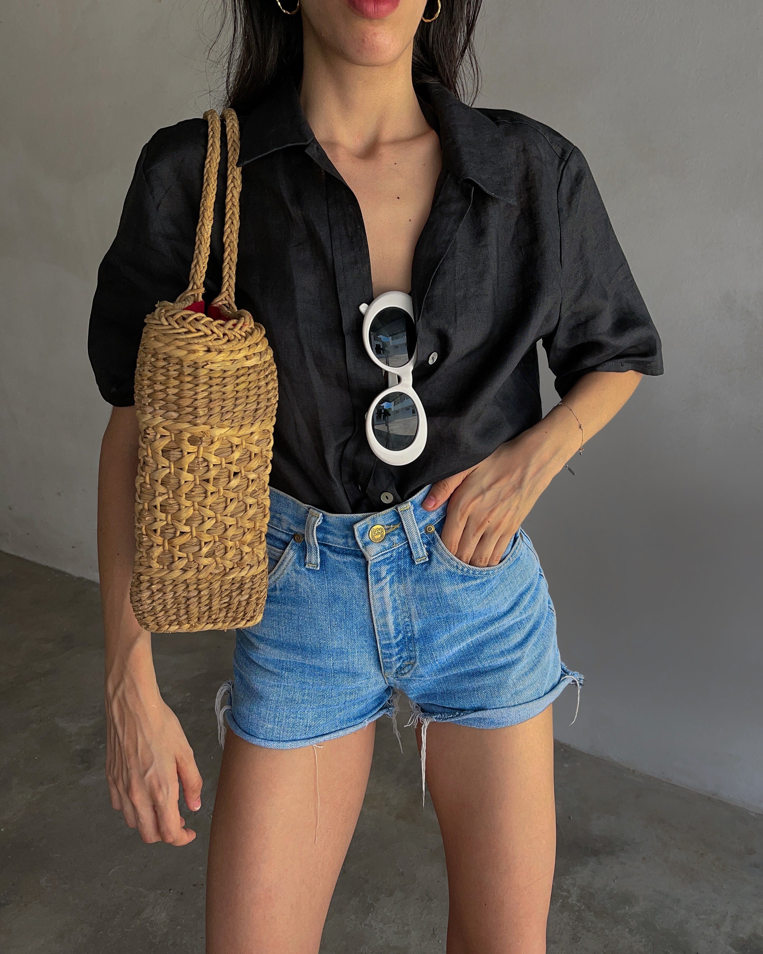 Black linen boxy shirt