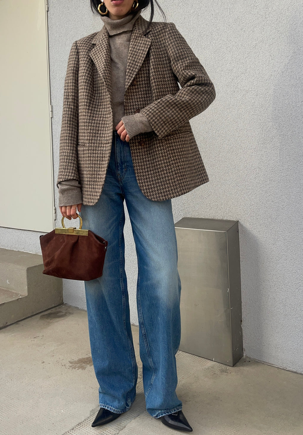 Pied de poule alpaca wool blazer