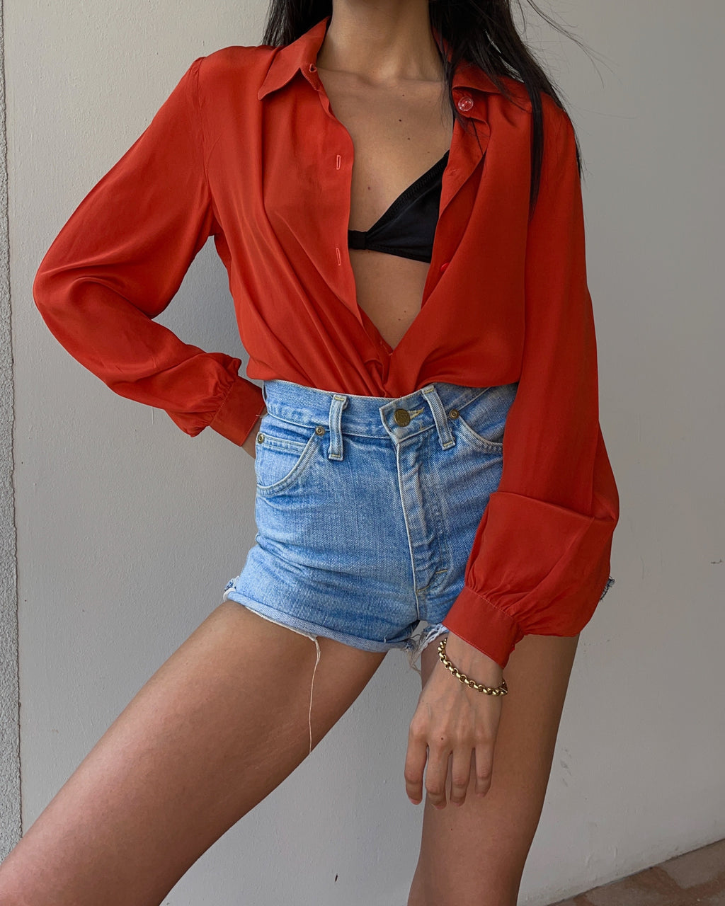 100% silk rust shirt