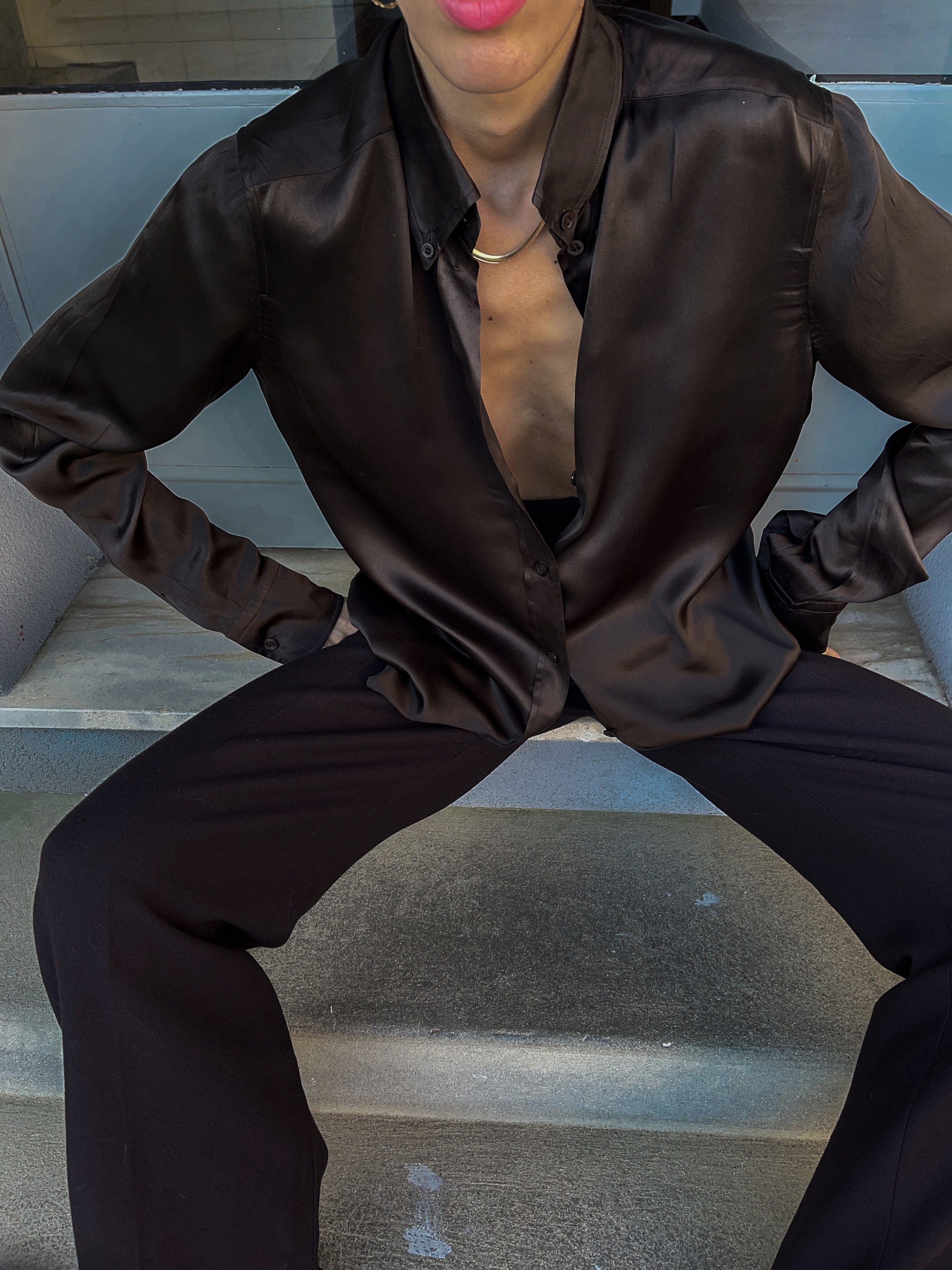 100 liquid silk s max Mara shirt