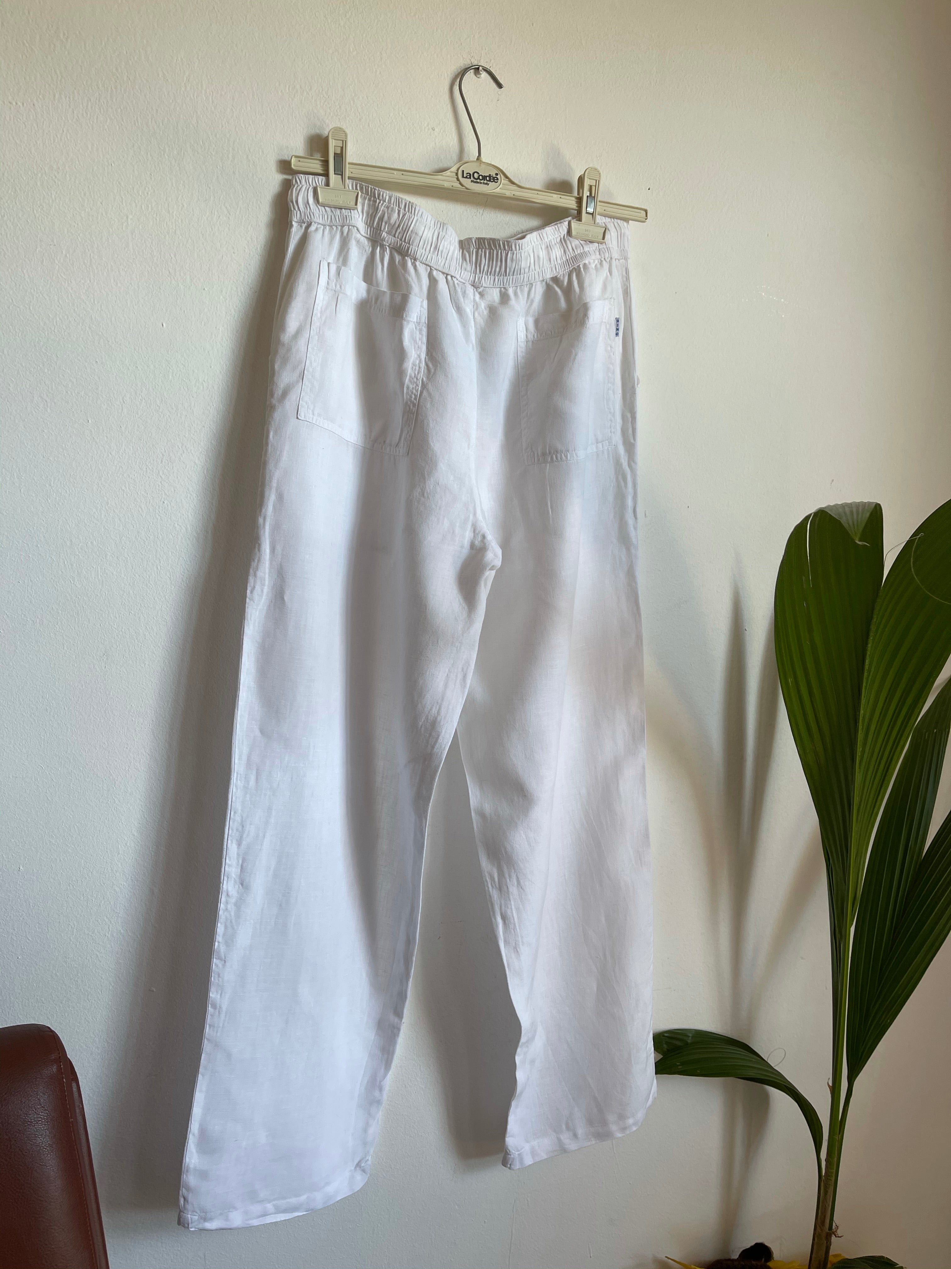 Pantalone in lino bianco