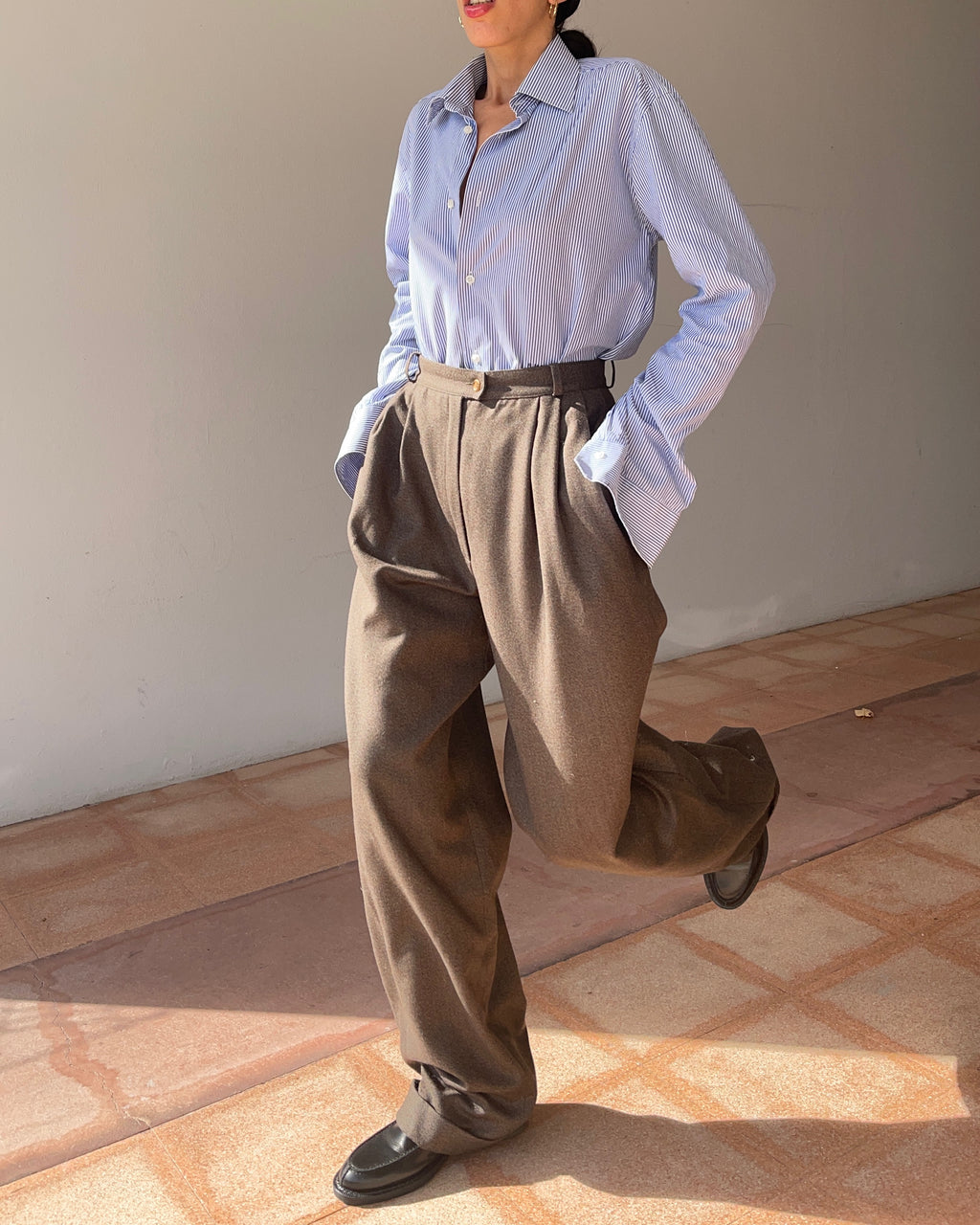 wide leg pleated trousers
