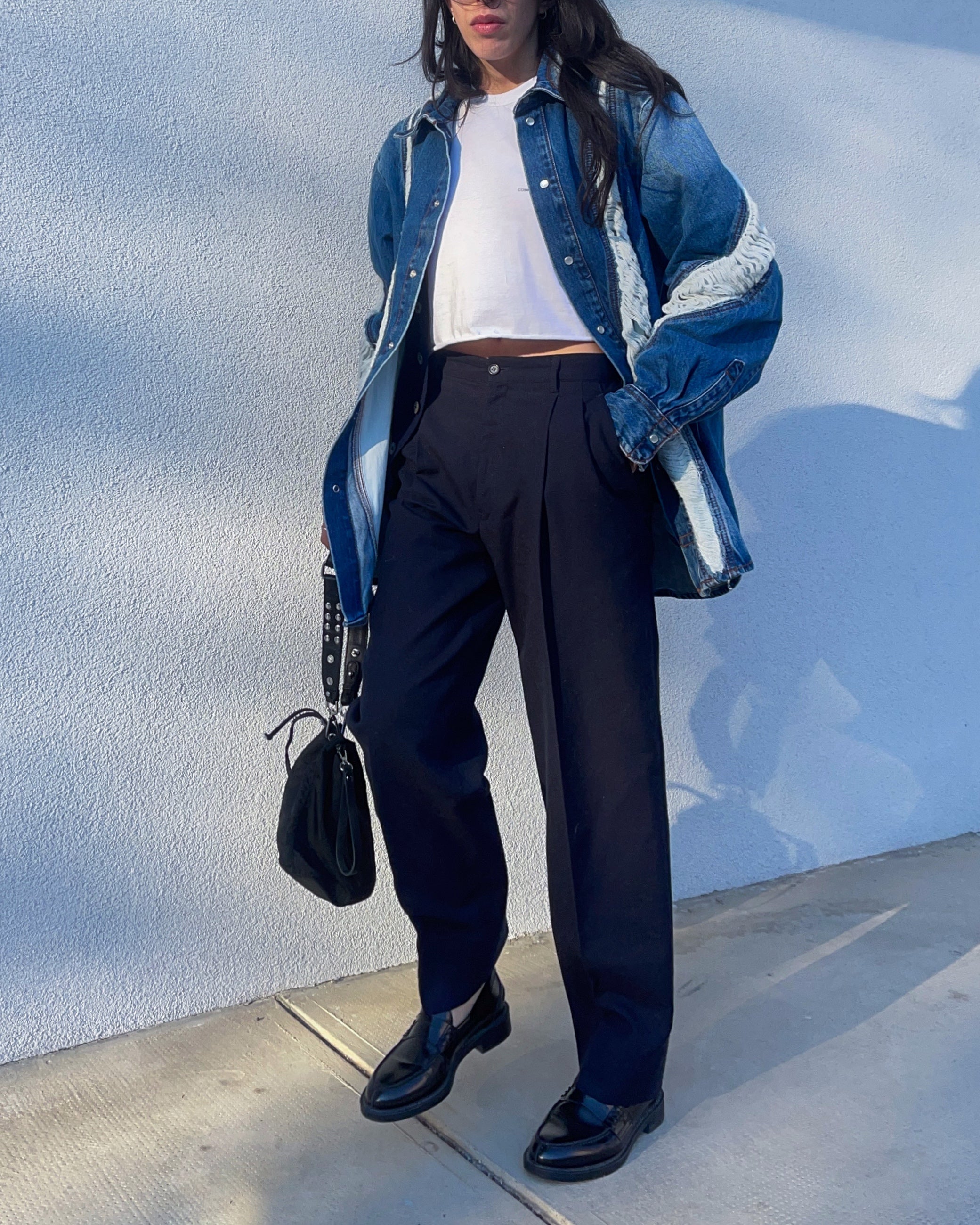 Blue wool trousers