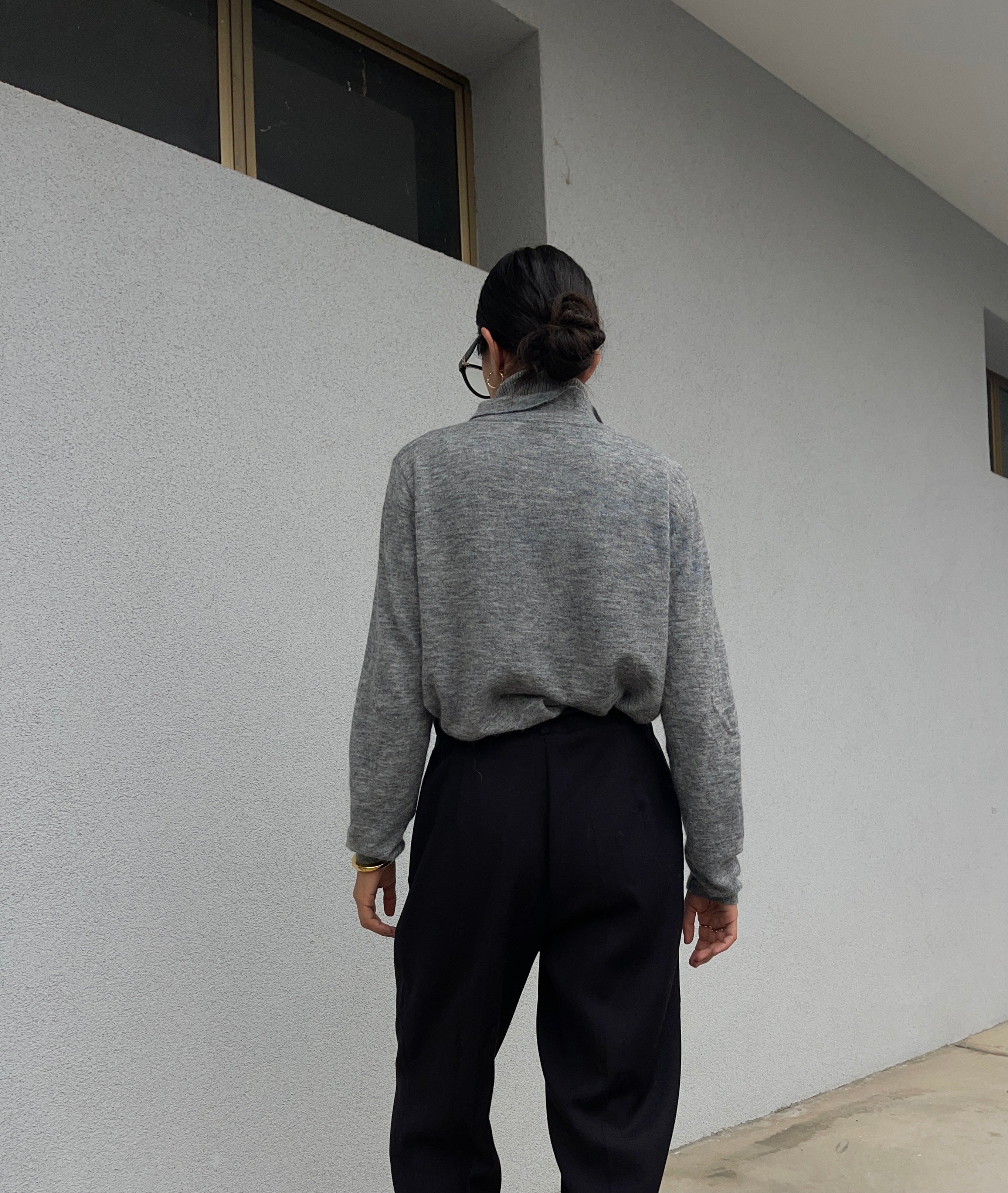 Grey wool blend polo