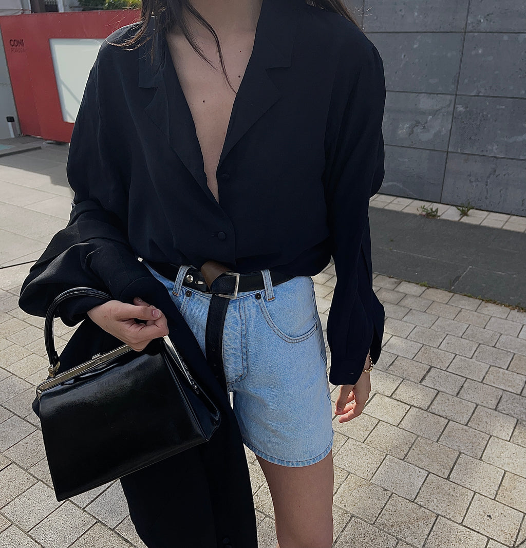100 silk black shirt