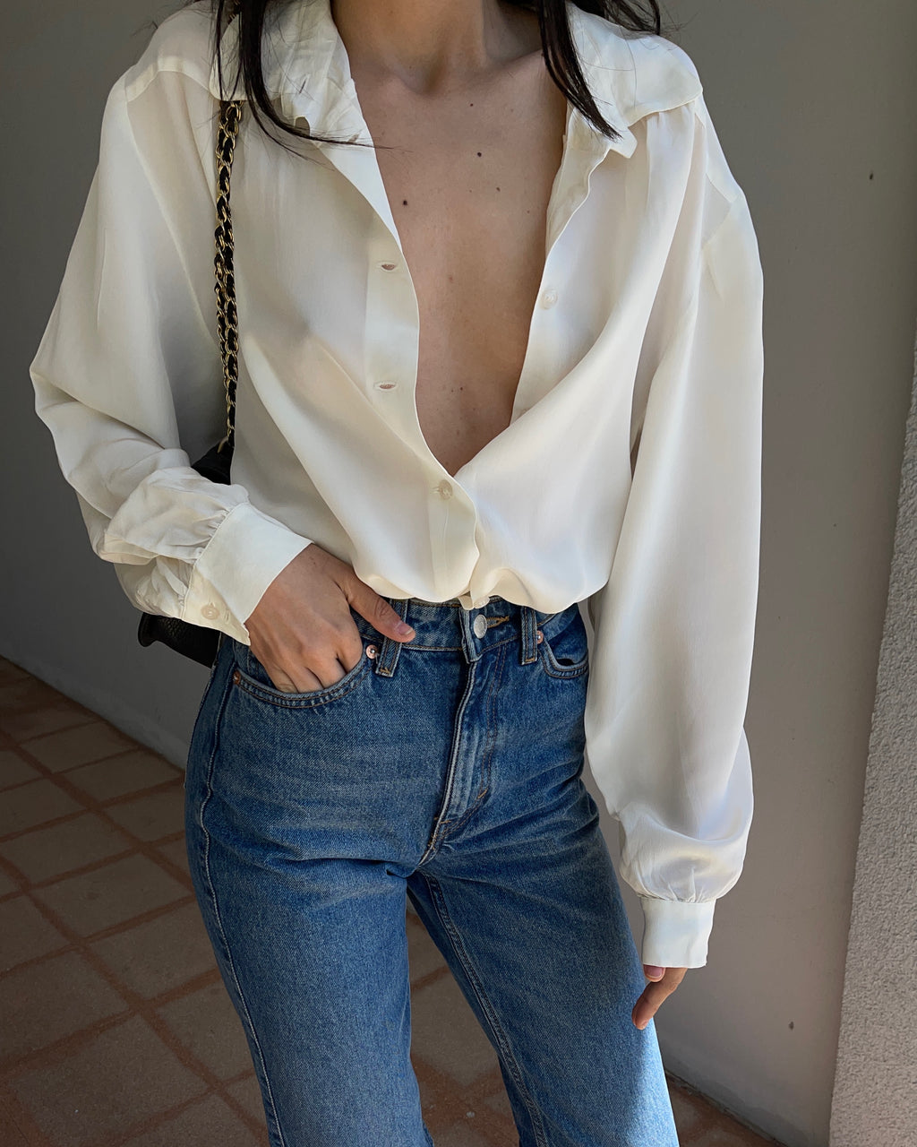 100 silk minimal shirt