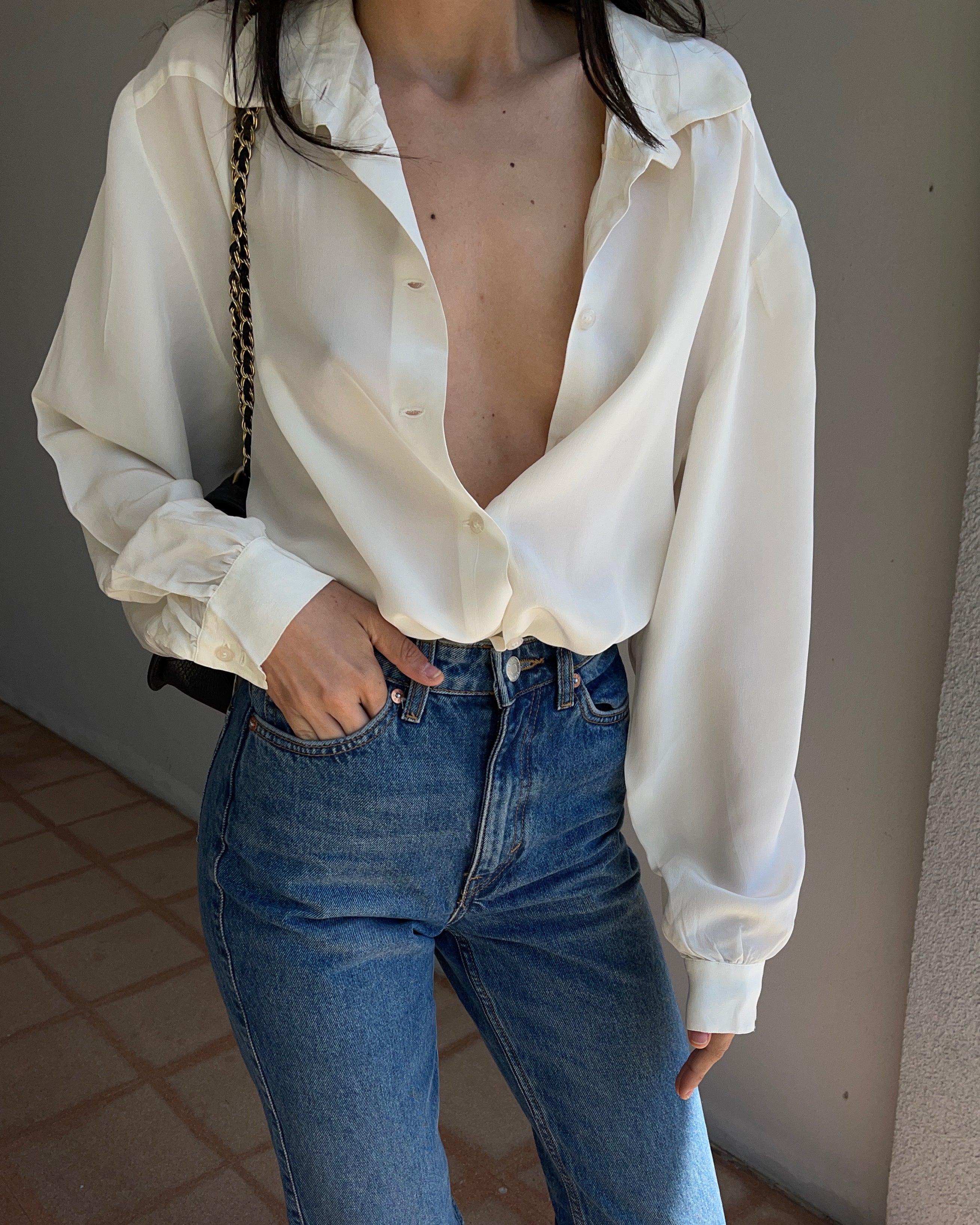 100 silk minimal shirt