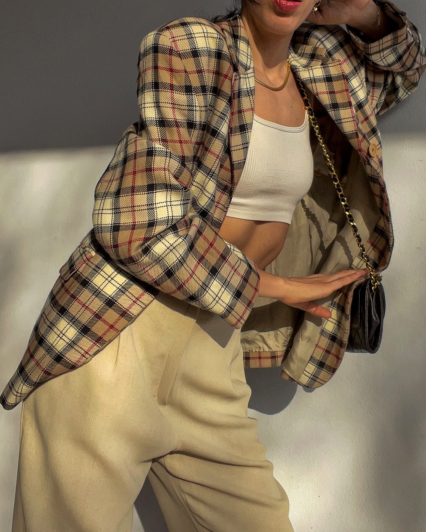 100% wool checkered blazer