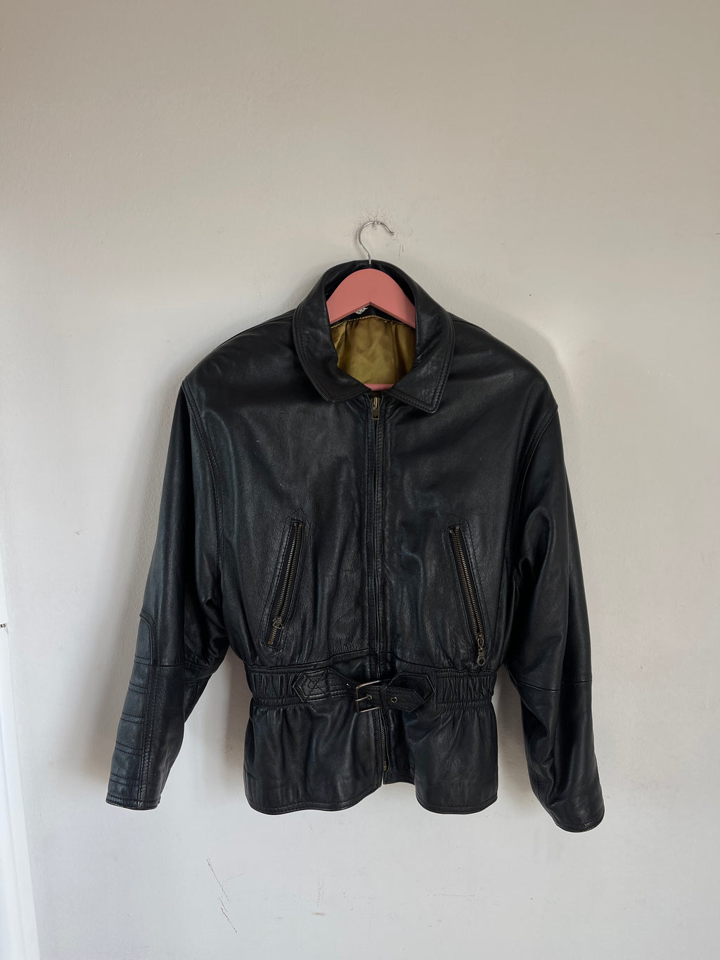 Leather bomber jacket