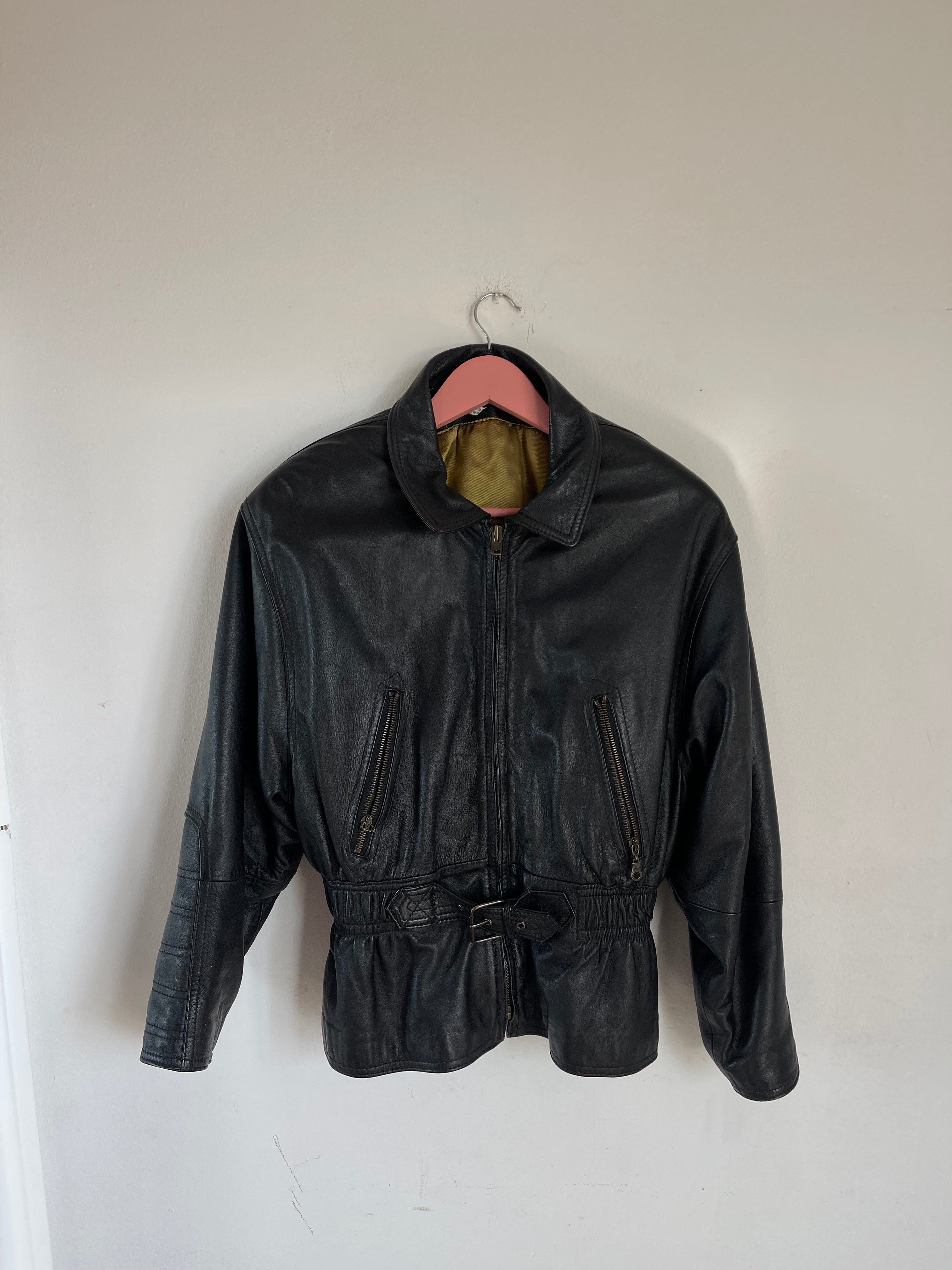 Leather bomber jacket