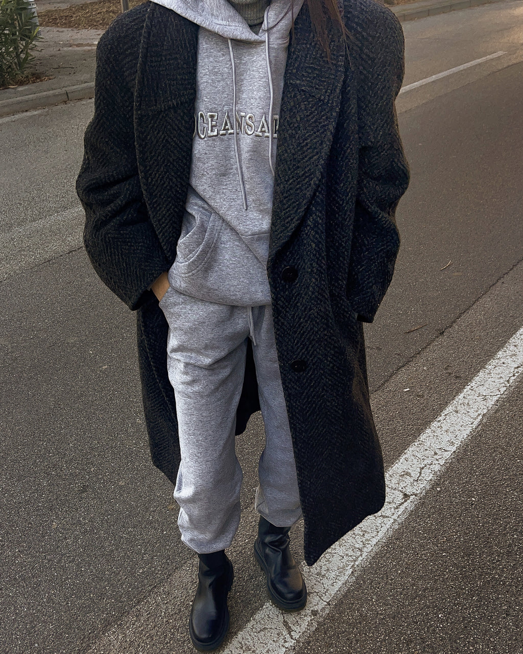 Elena miró herringbone coat