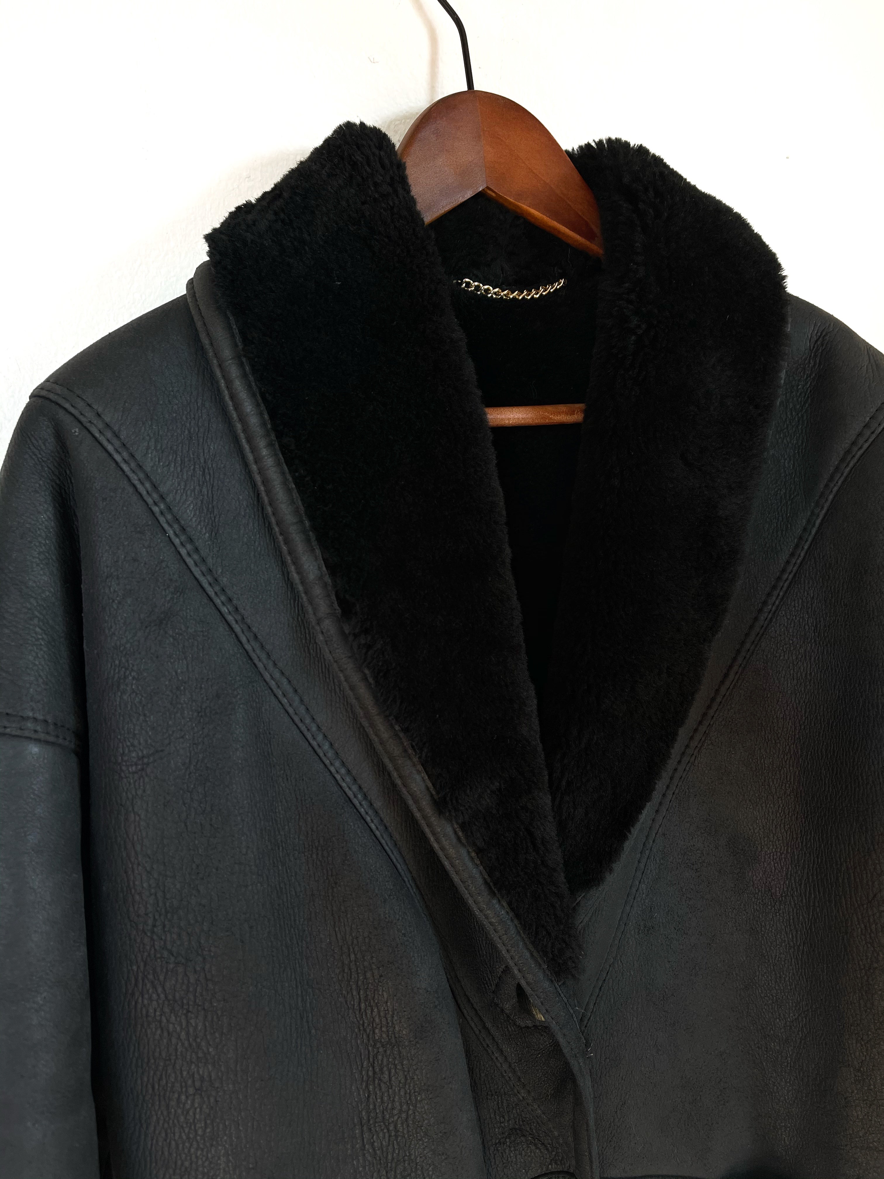 Black shearling coat