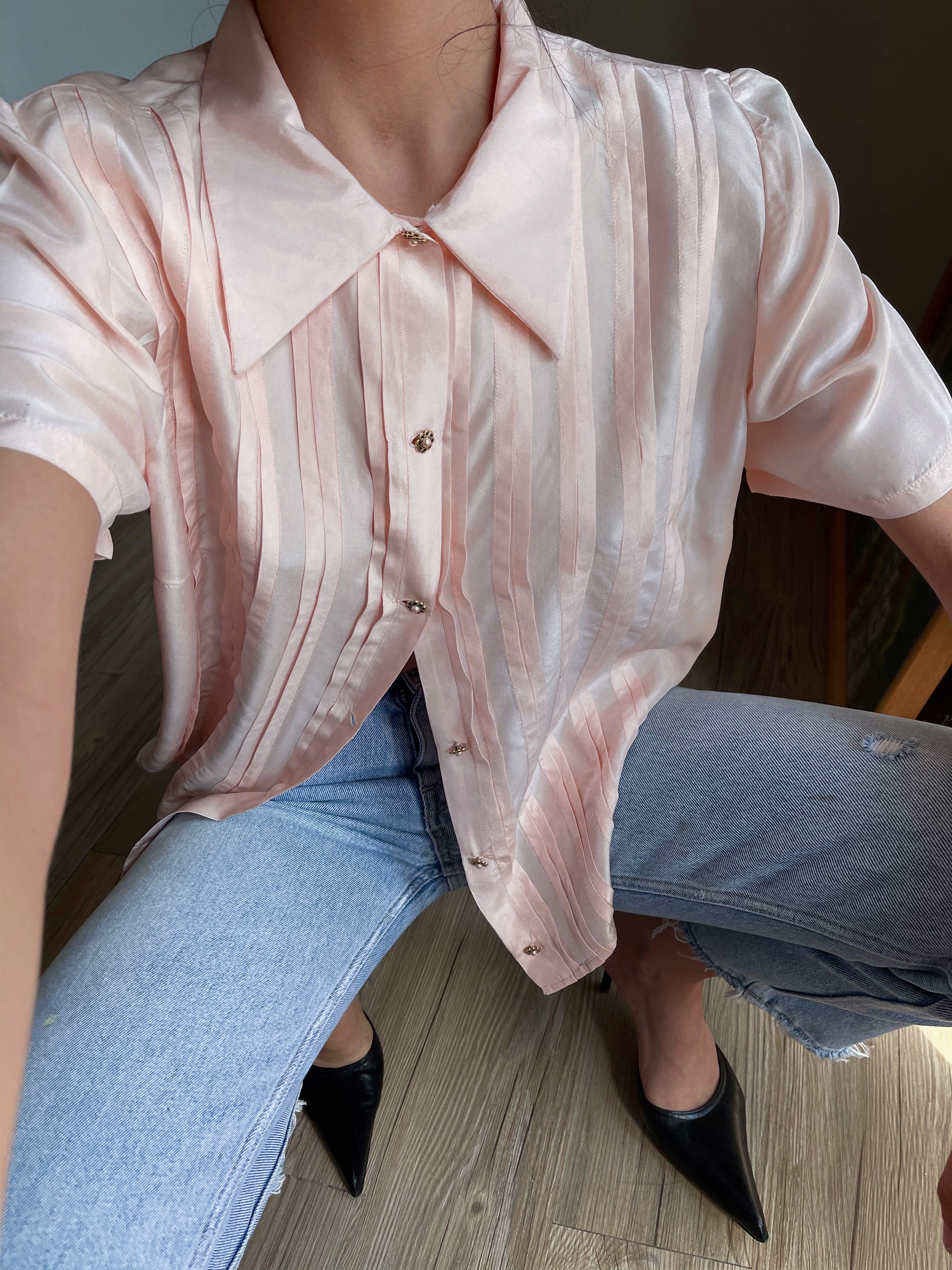 100% silk pink shirt