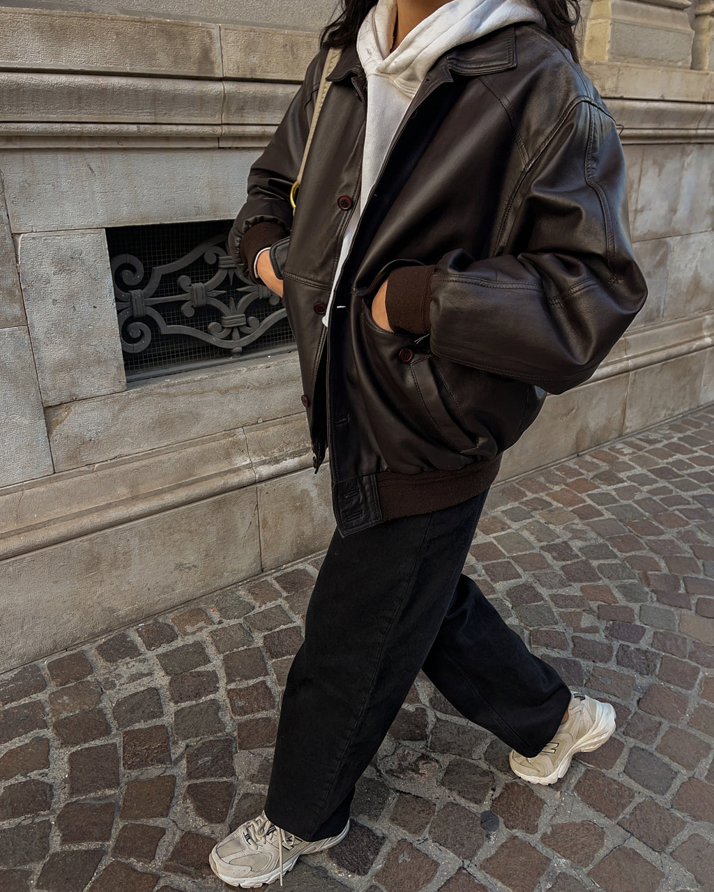 Real leather bomber jacket