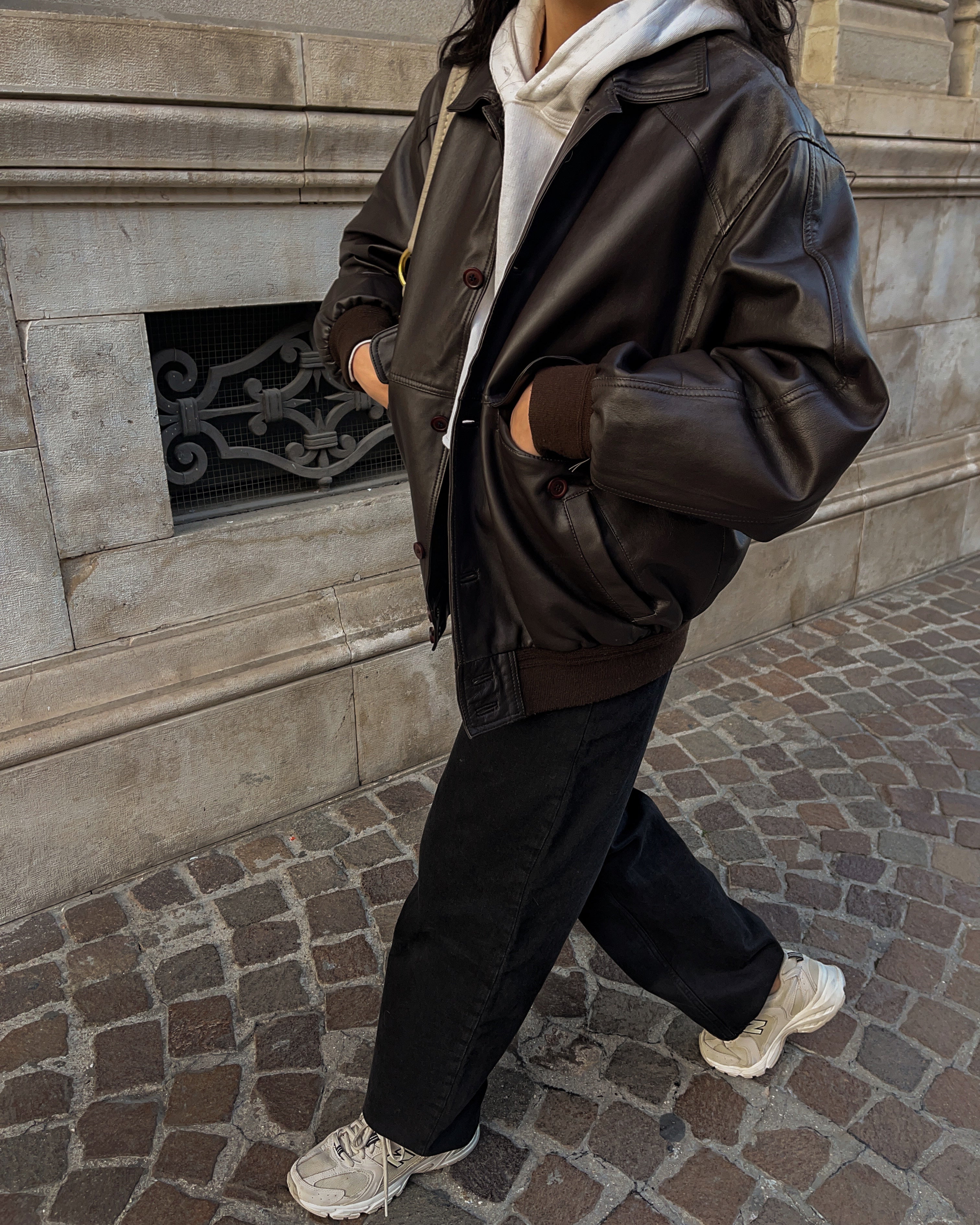 Real leather bomber jacket