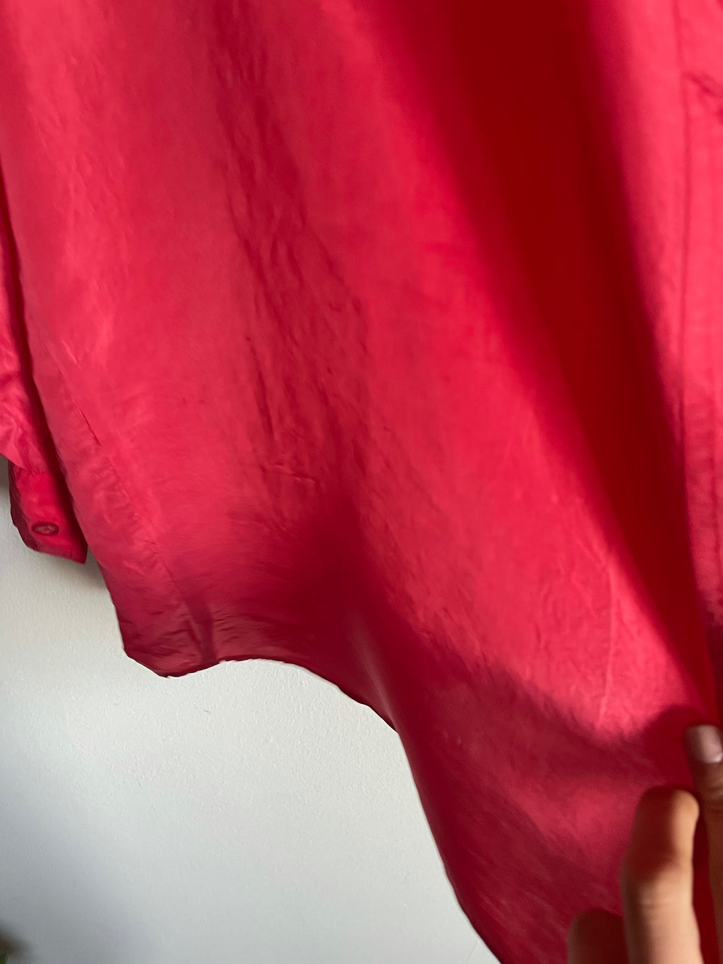 100% silk red button down shirt