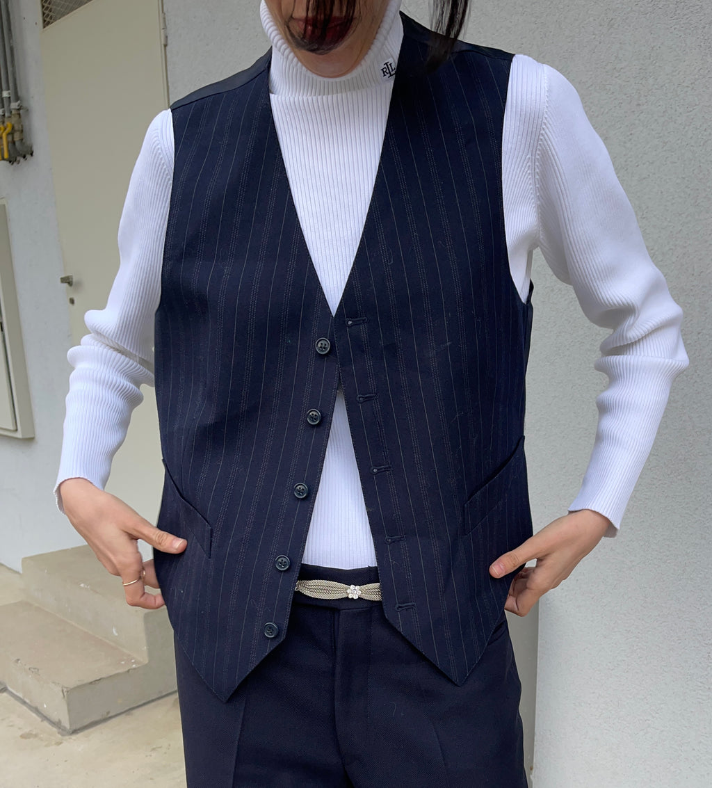 Gilet gessato lana