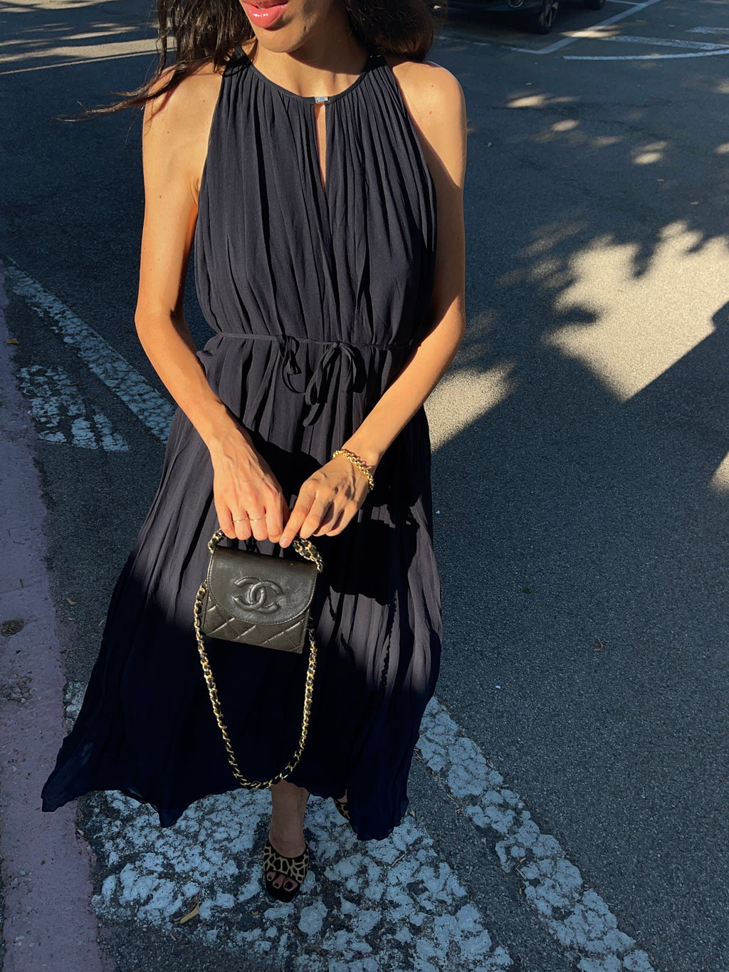 100% silk blue dress
