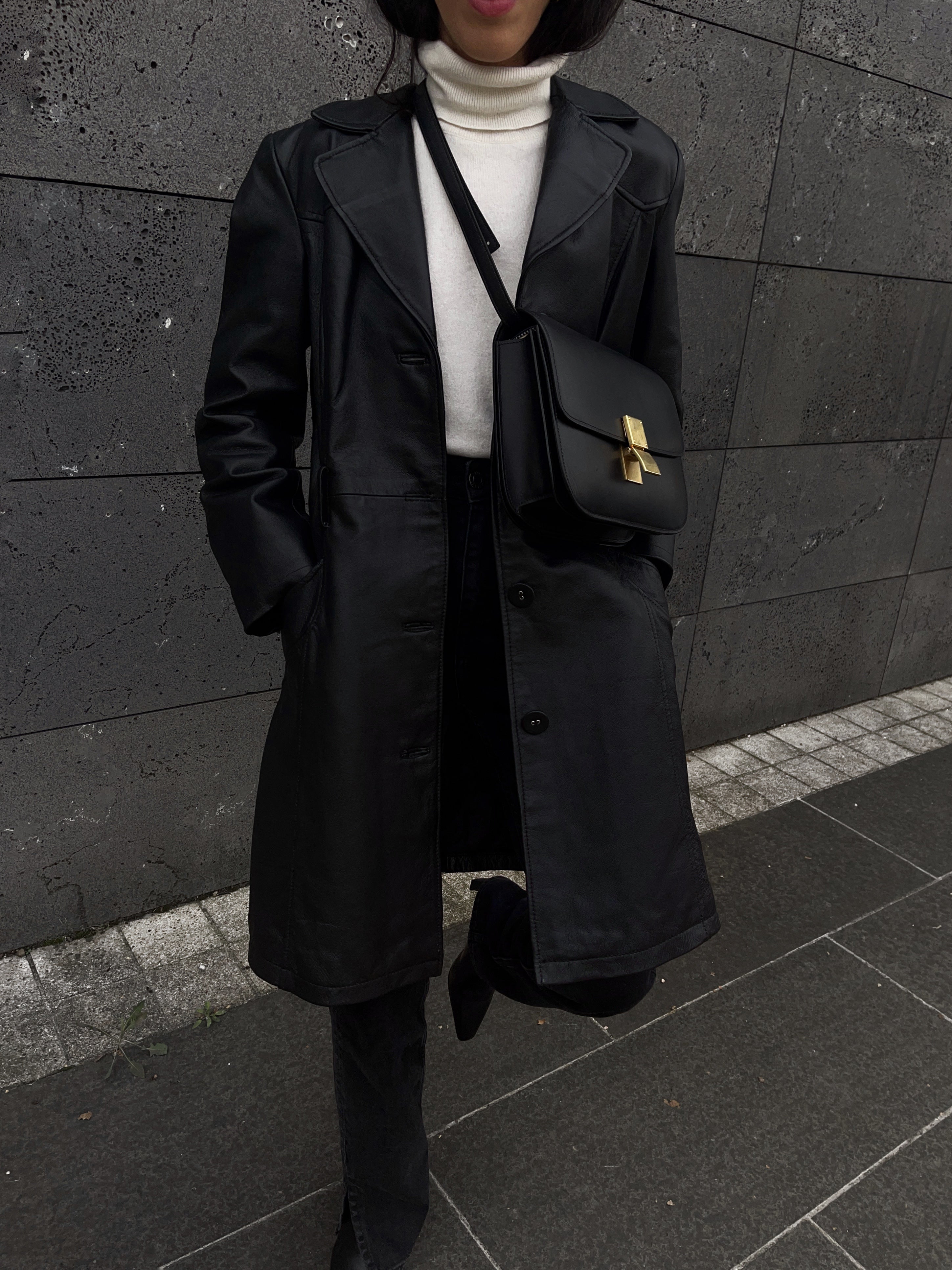 Real leather trench
