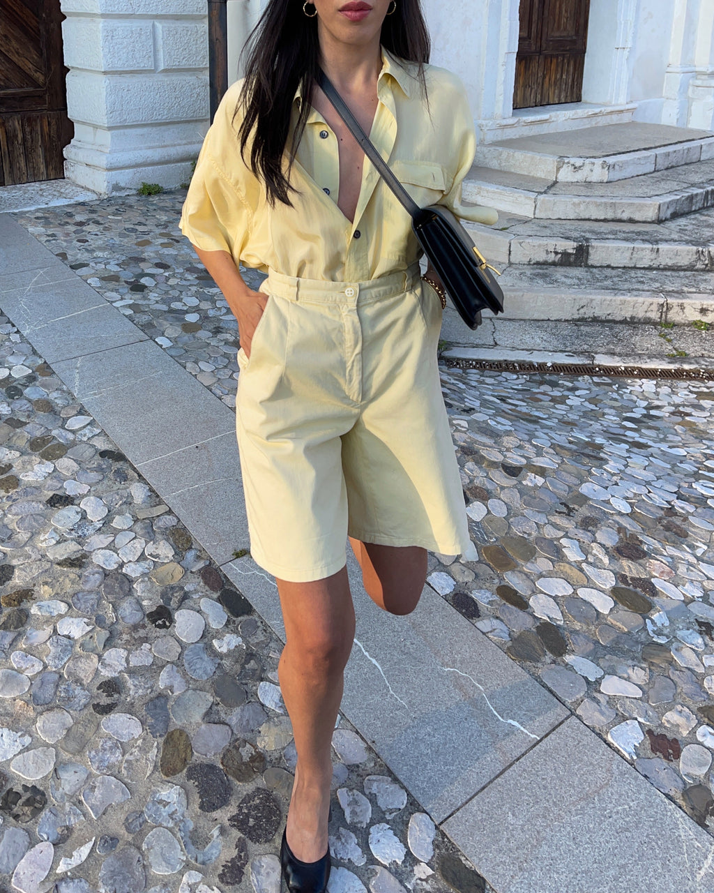 Camicia 100 silk pale yellow