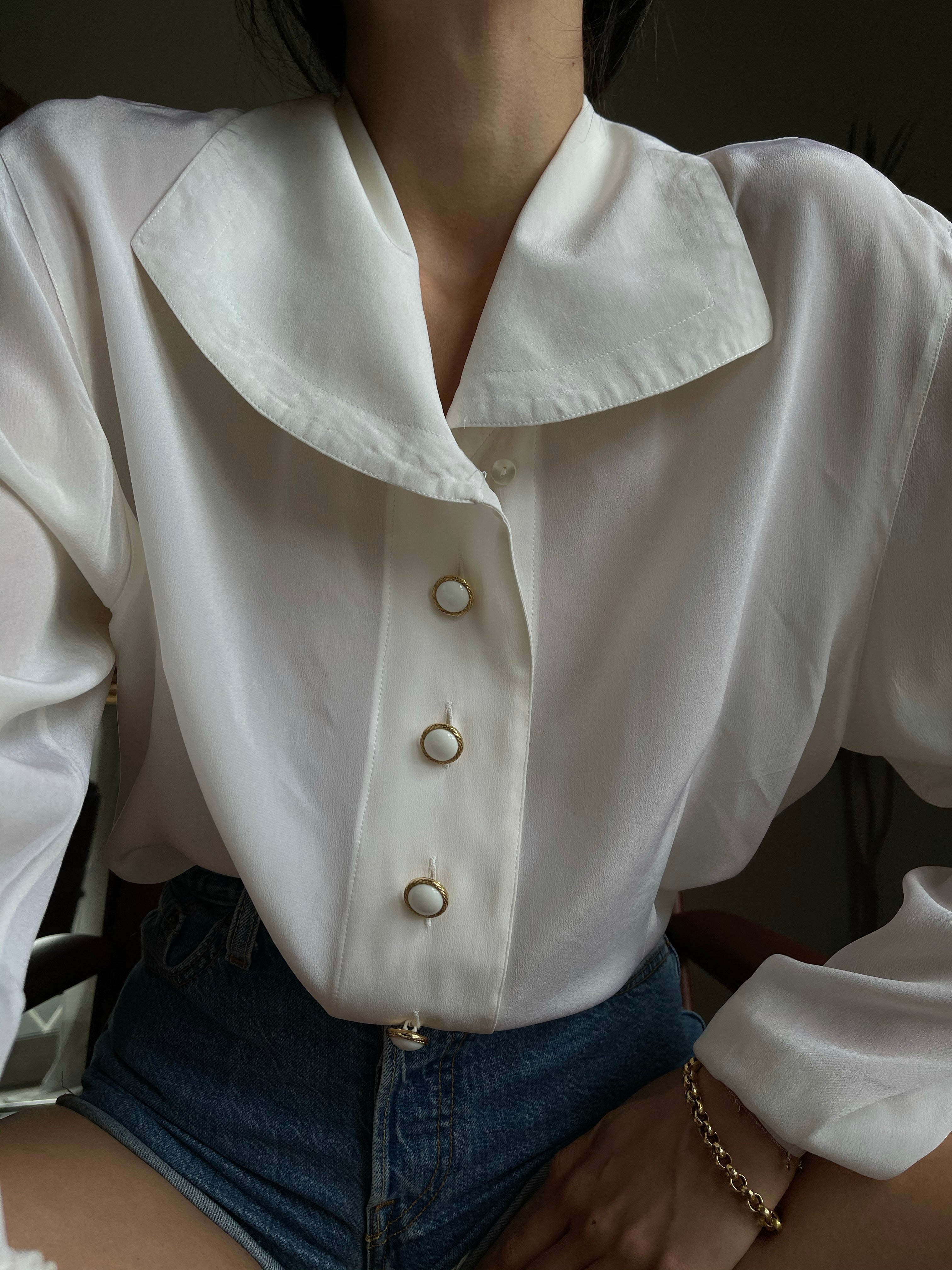Silk blend maxi collar shirt