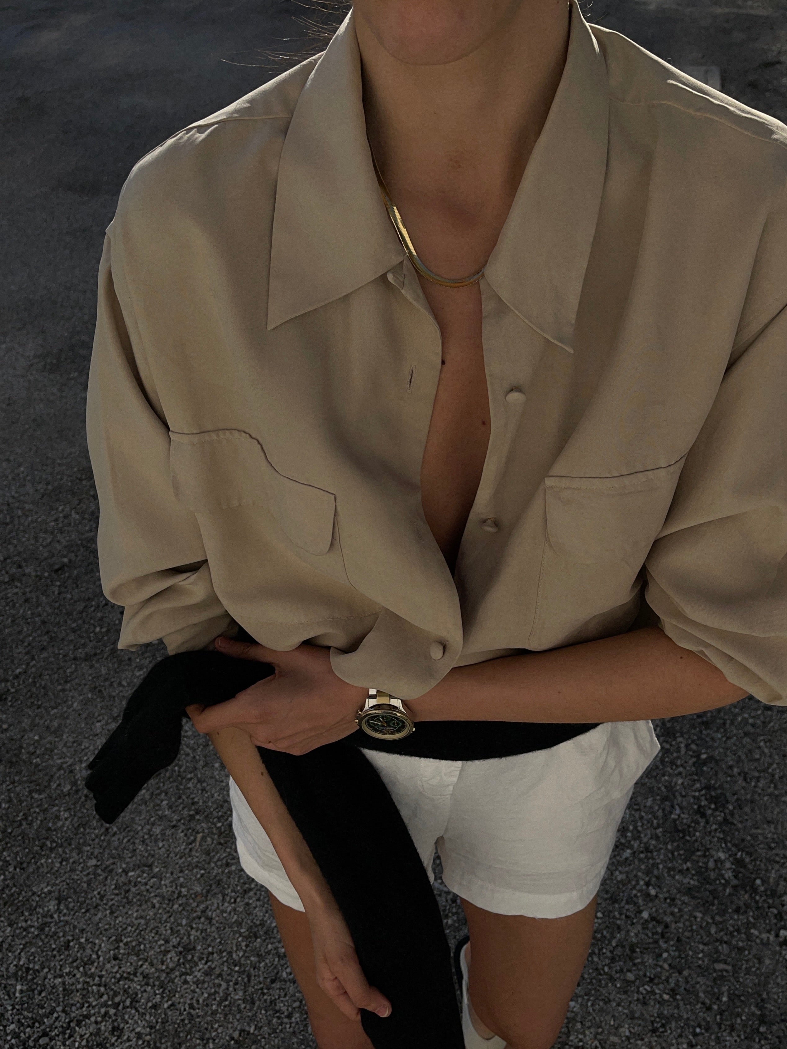 Camicione 100% seta beige