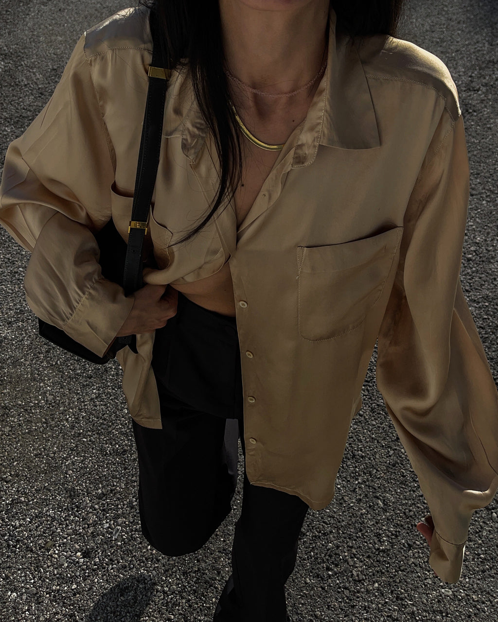 Camicia 100% liquid silk oro