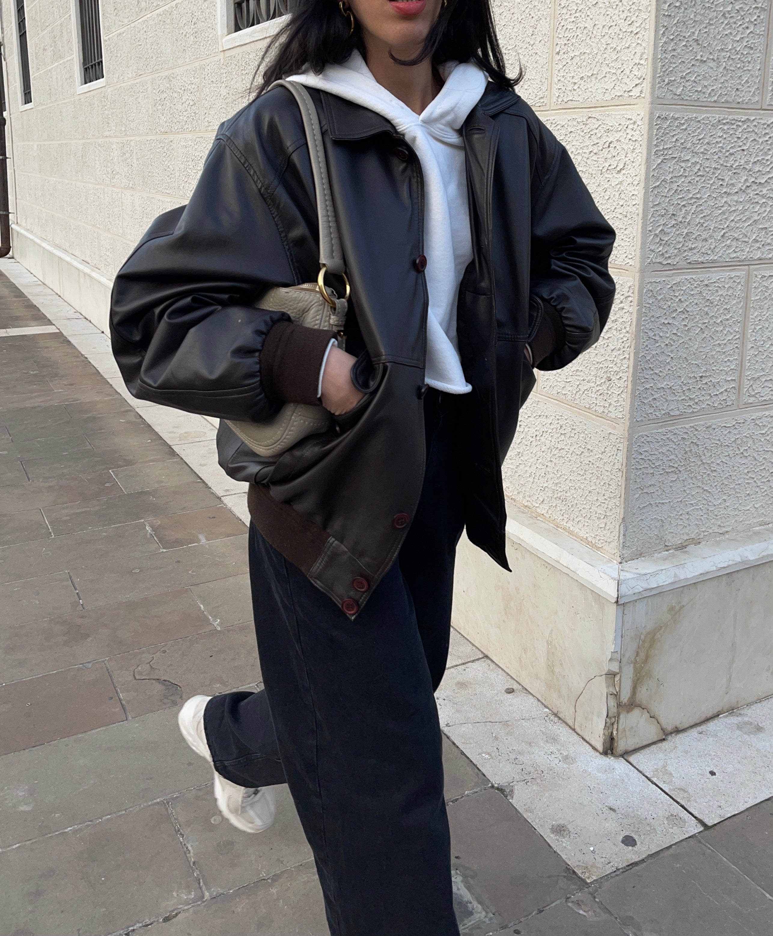 Real leather bomber jacket