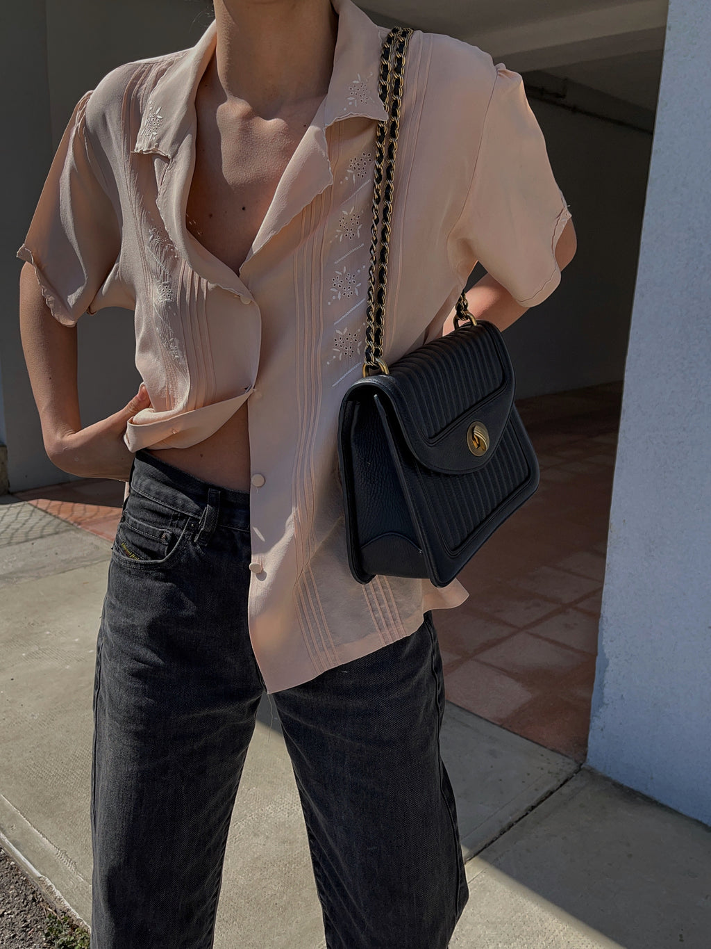 100 silk pale pink shirt