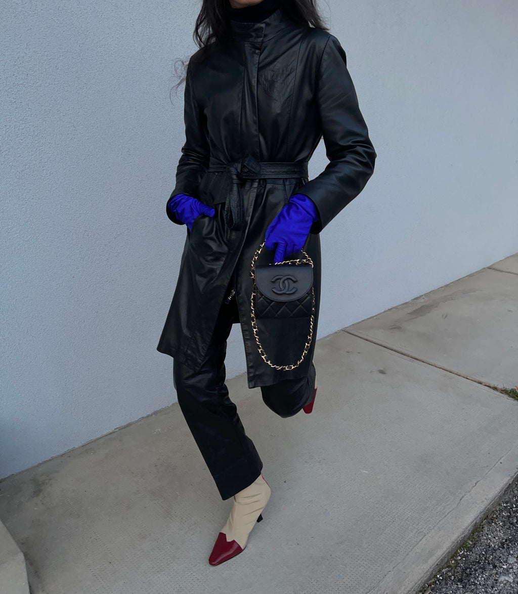 Minimal leather coat