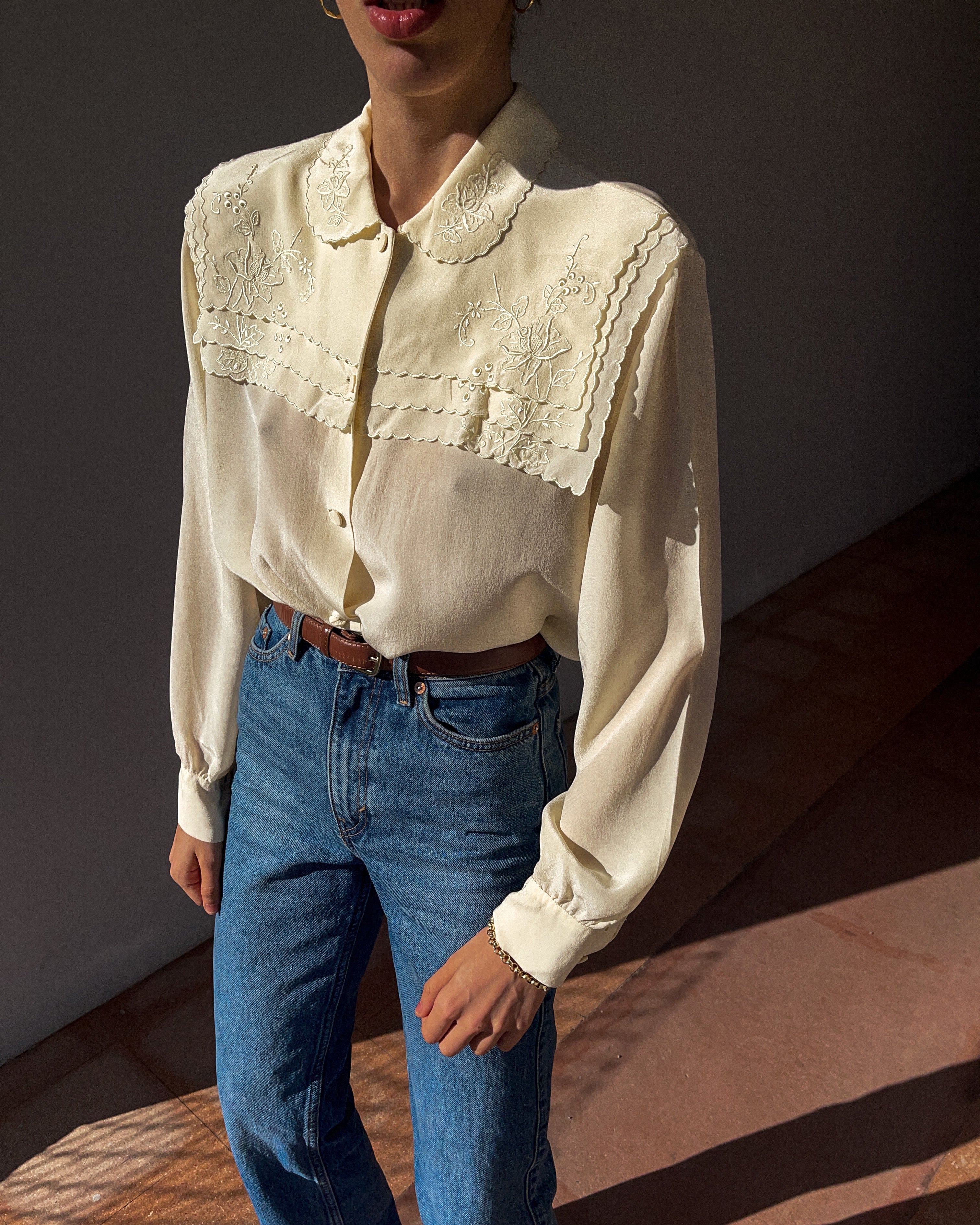 100% silk embroided shirt