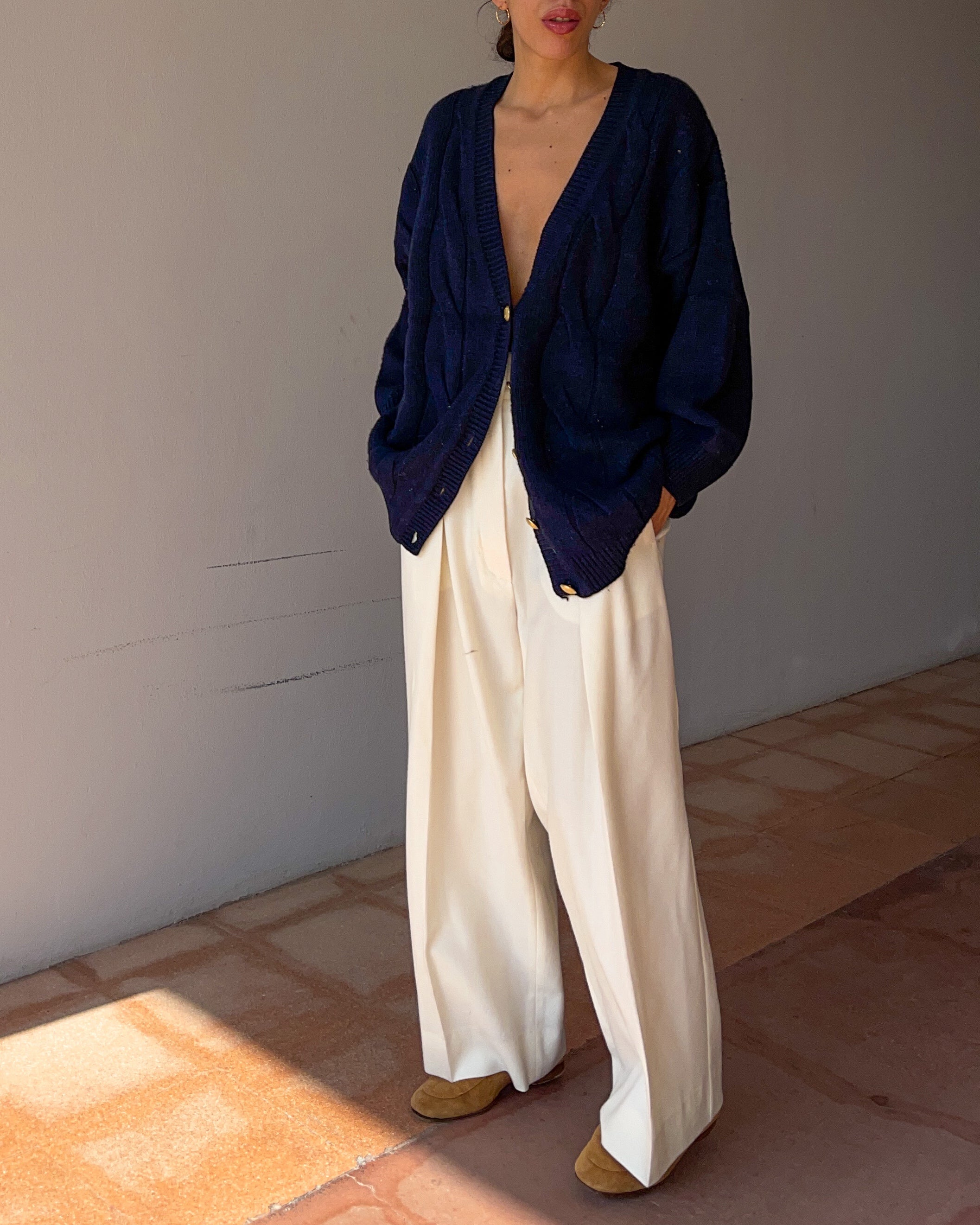 Blue lambswool cardigan