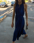 100% silk blue dress